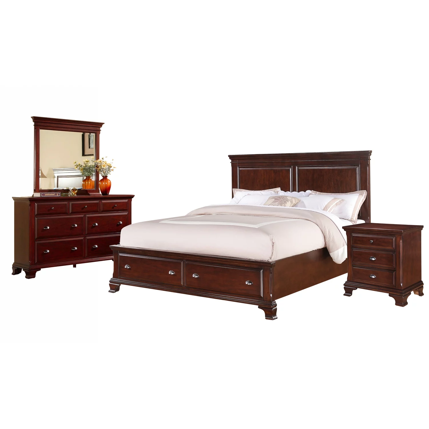 Picket House Furnishings Brinley Cherry King Storage 4PC Bedroom Set