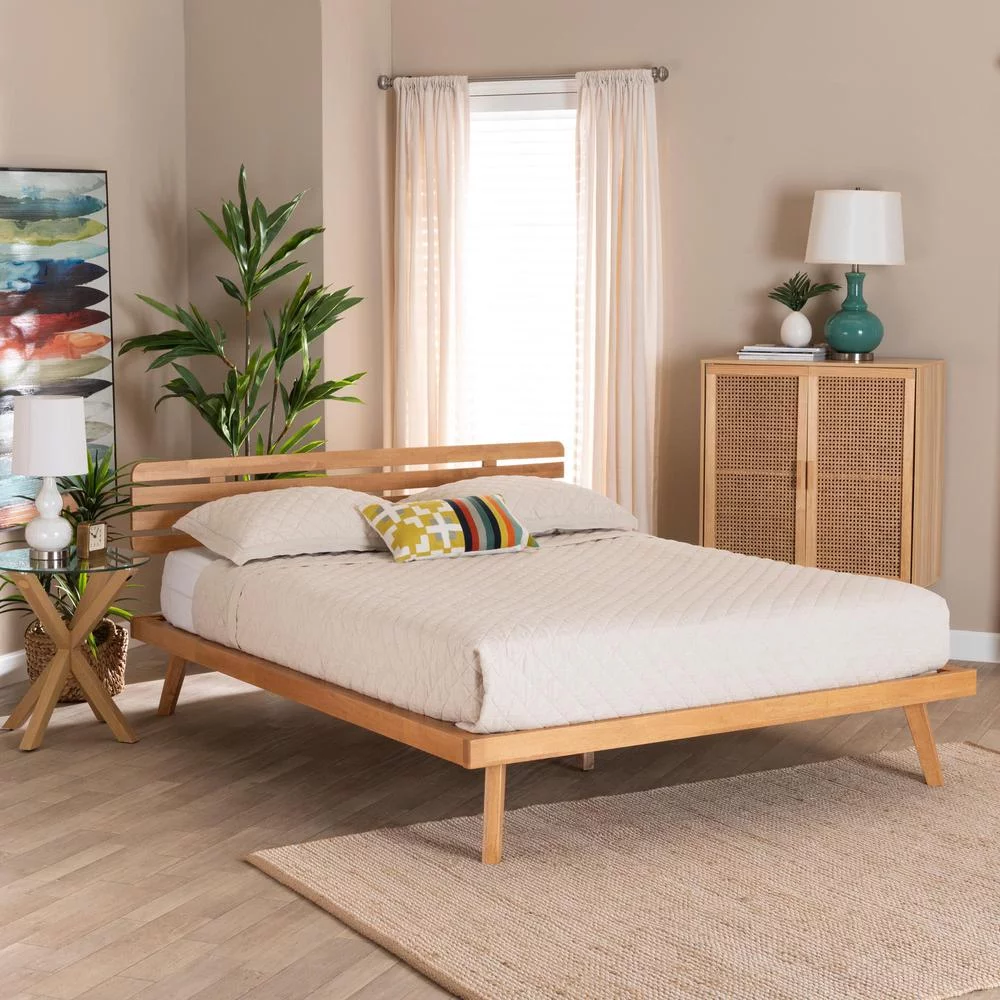 Baxton Studio Joaquin Wood Full Size Platform Bed in Rustic Brown