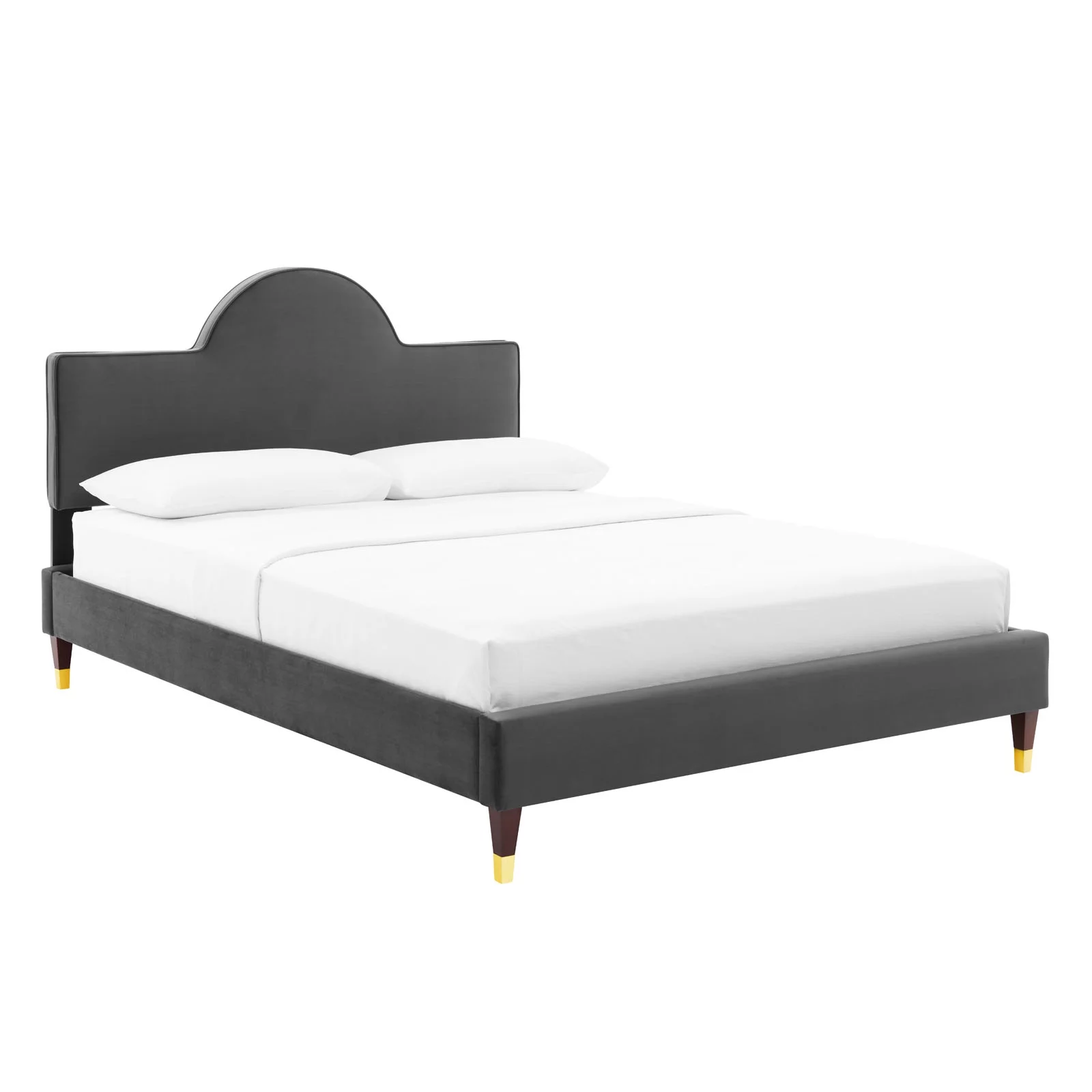 Modway Aurora Performance Velvet King Bed in Charcoal