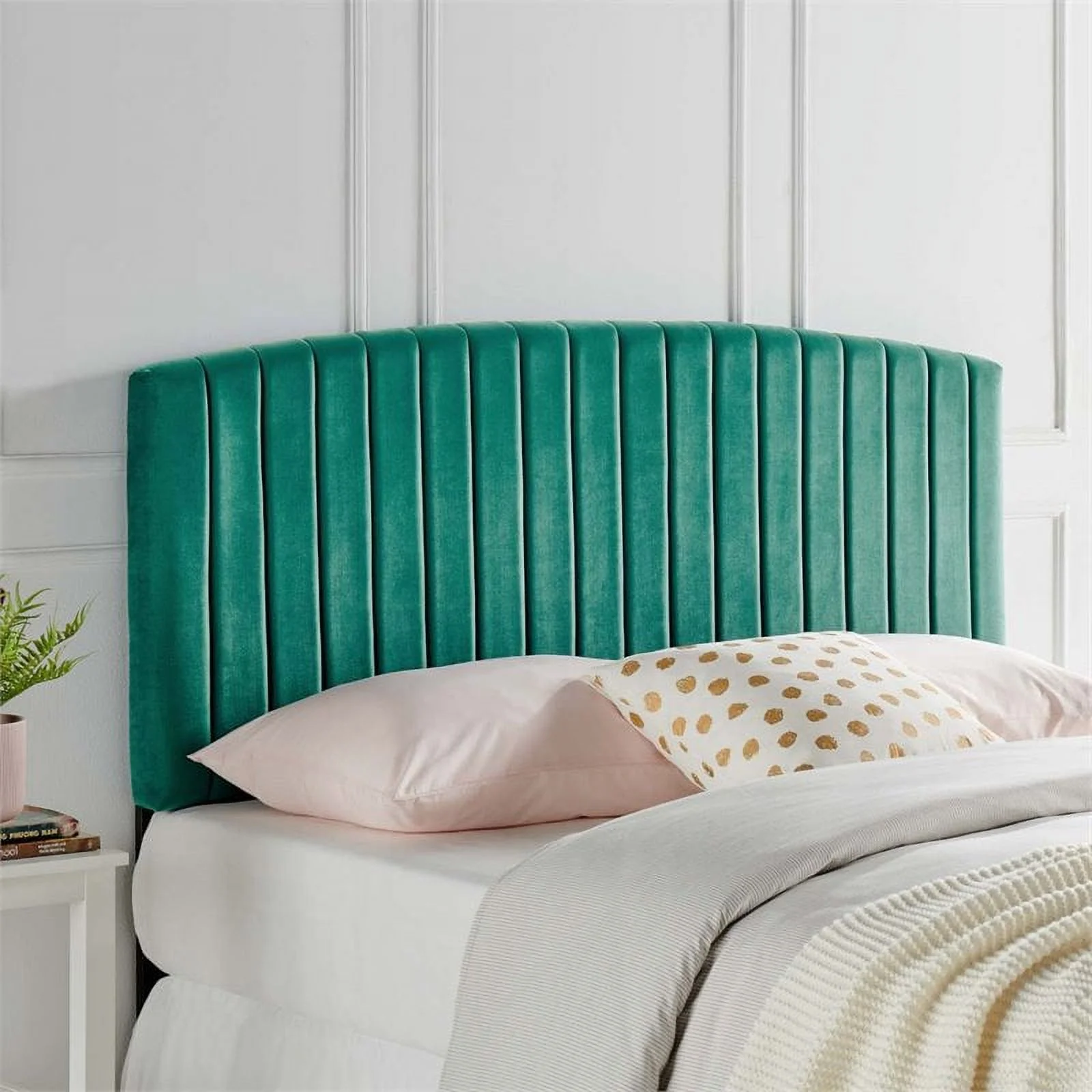 Pemberly Row Modern Velvet King California King Headboard in Teal