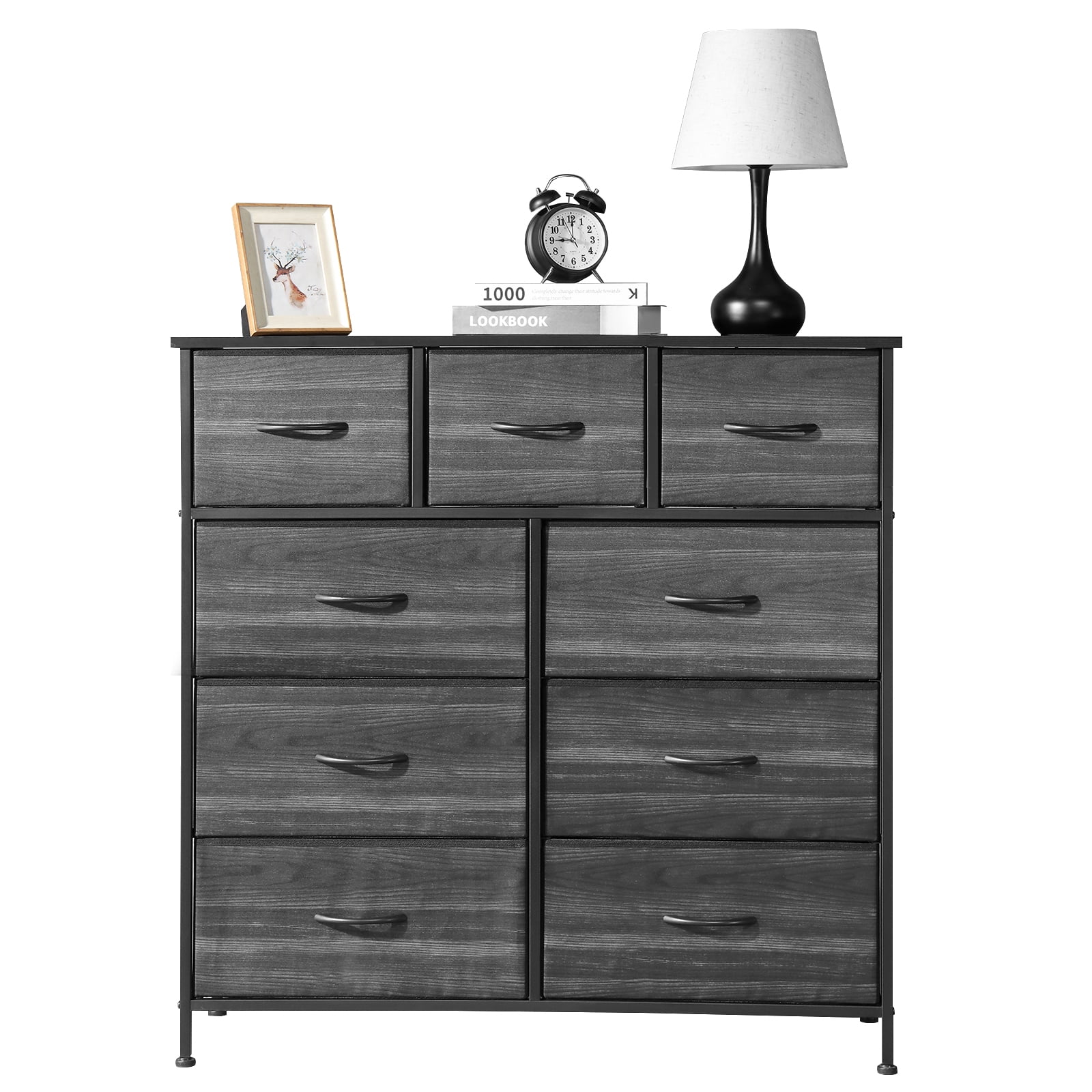 COOKCOK Dresser for Bedroom, 9 Chests of Drawers, Dresser for Closet with Fabric Bins, for Living Room, Entryway