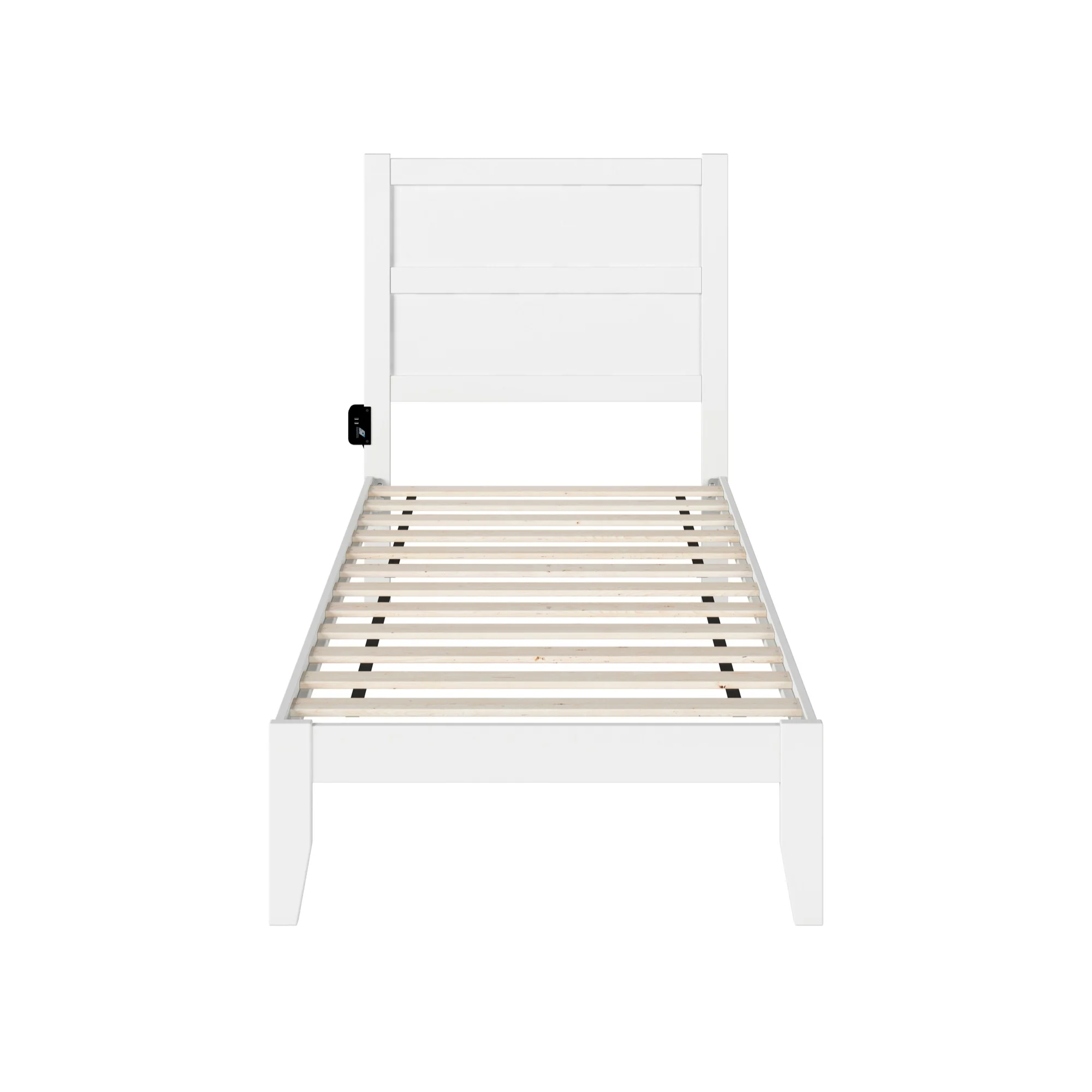 AFI NoHo Traditional Wood Twin Platform Bed with USB Charger in White