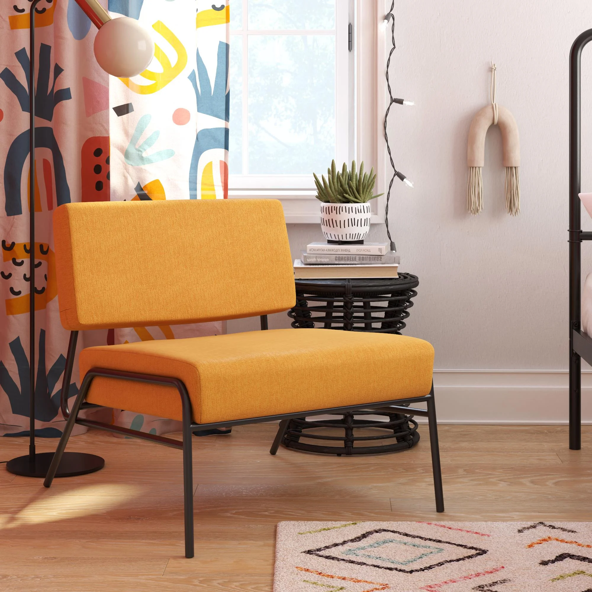 Novogratz Ciara Accent Chair, Living Room Furniture, Mustard Linen