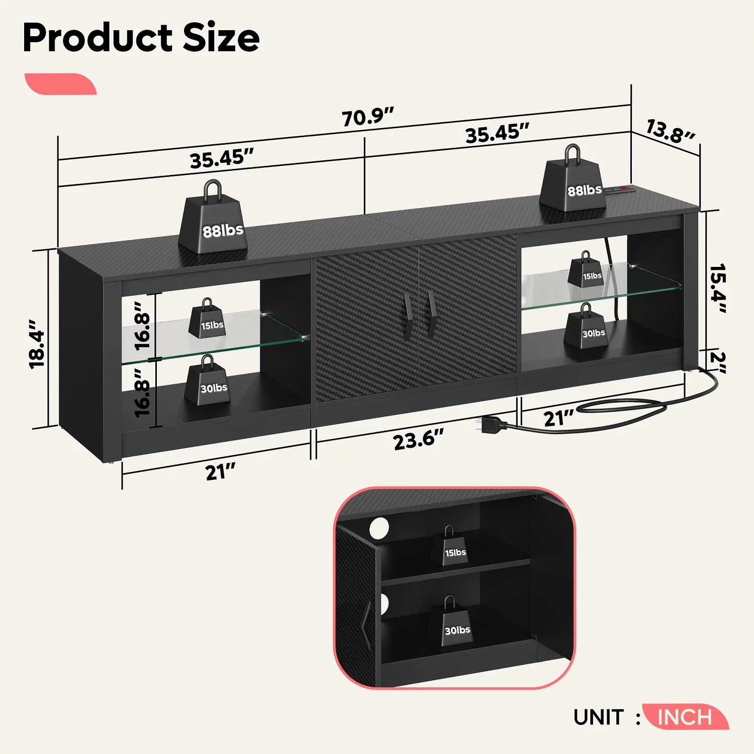 Bestier TV Stand for TVs up to 75