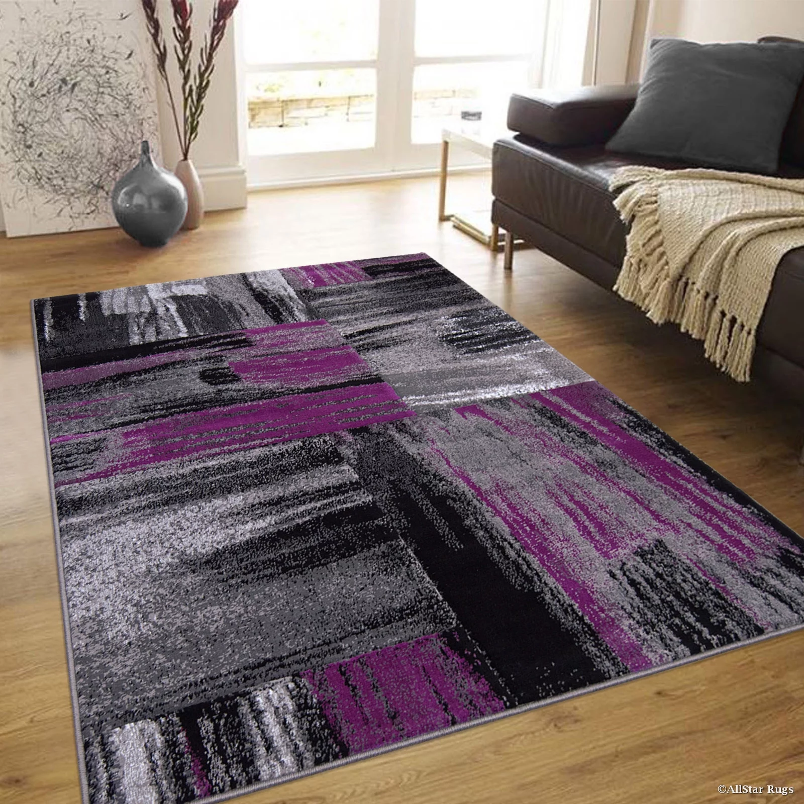 Purple Allstar Modern. Contemporary Woven Rug. Drop-Stitch Weave Technique. Carved Effect. Vivid Pop Colors (7' 10
