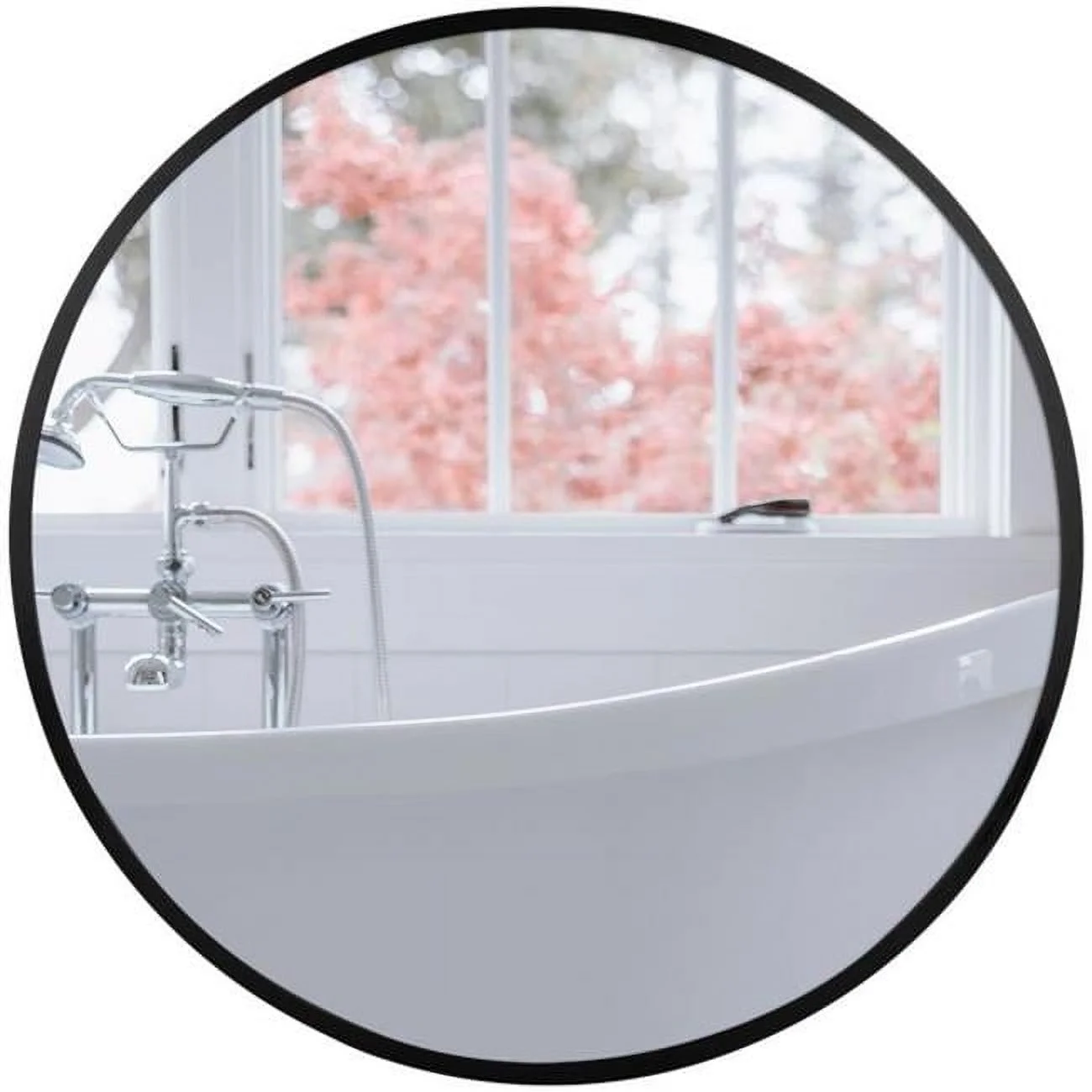28 in. Aluminum Round Entry Wall, Bathroom & Vanity Mirror, Black
