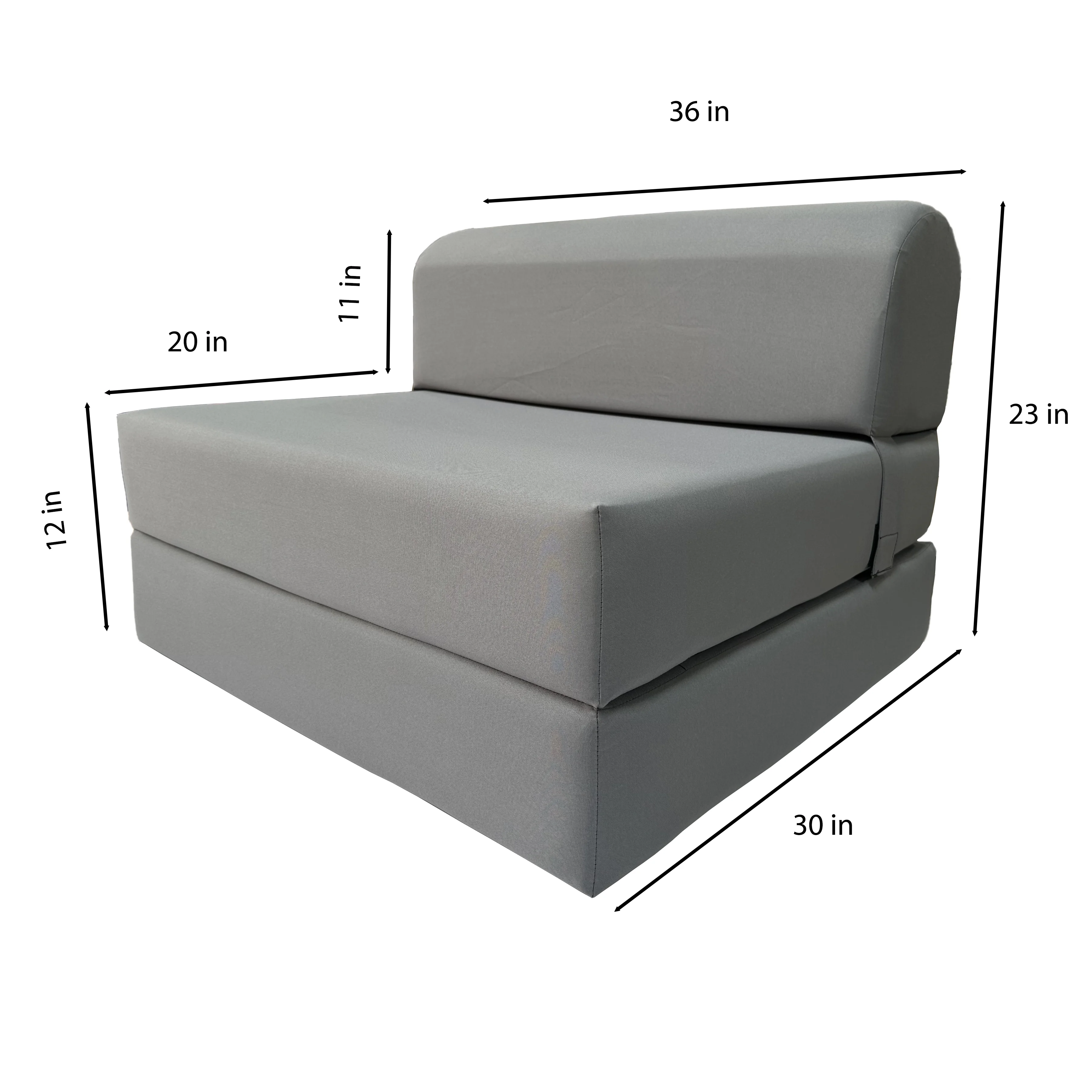 Gray Sleeper Chair Folding Foam Beds, Portable Studio Sofa Guest Bed, 6 x 36 x 70