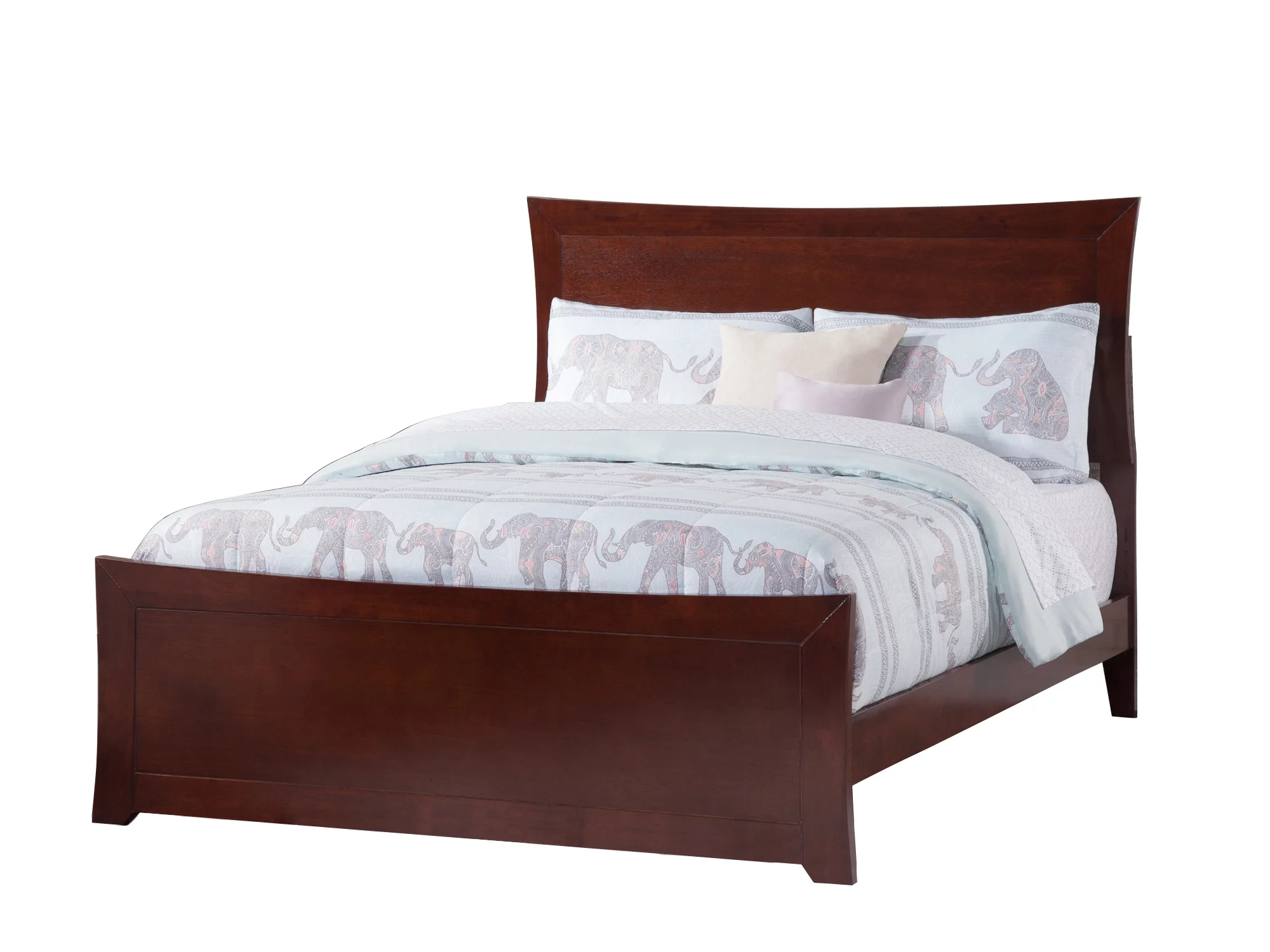 AFI Metro Full Wood Platform Bed Frame with Panel Headboard & Footboard, Walnut