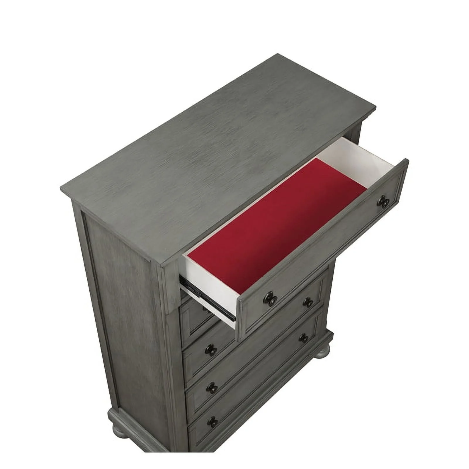 Pemberly Row Modern 5-Drawer Chest Made with Wood in Gray Finish