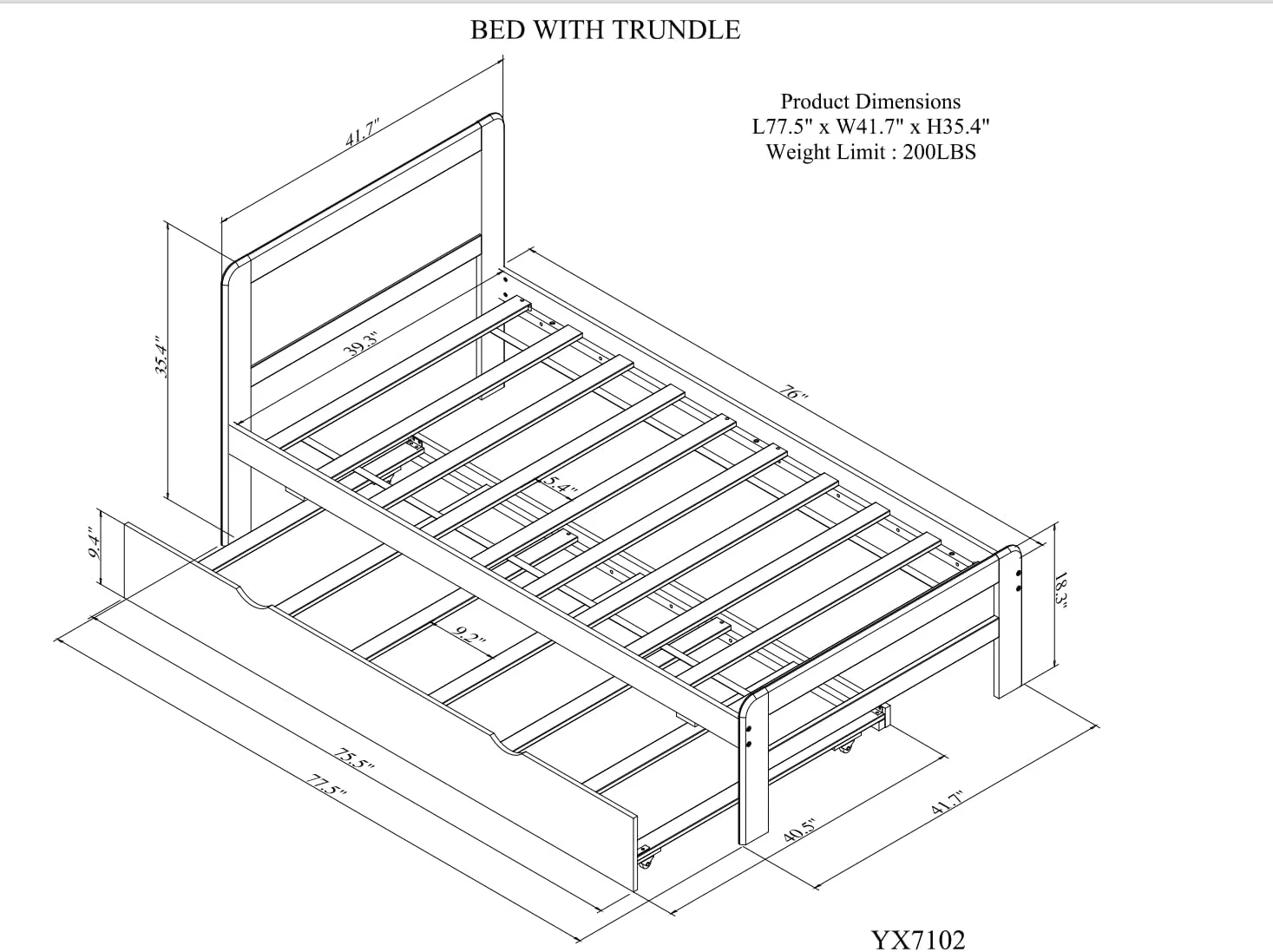 Moder Bed Frame Wih rudle,Kids Size Plaform Bed Wih Headboard Ad Pull Ou rudle Bed,Solid Wood rudle Bed For Girls Boys,Whie Washed