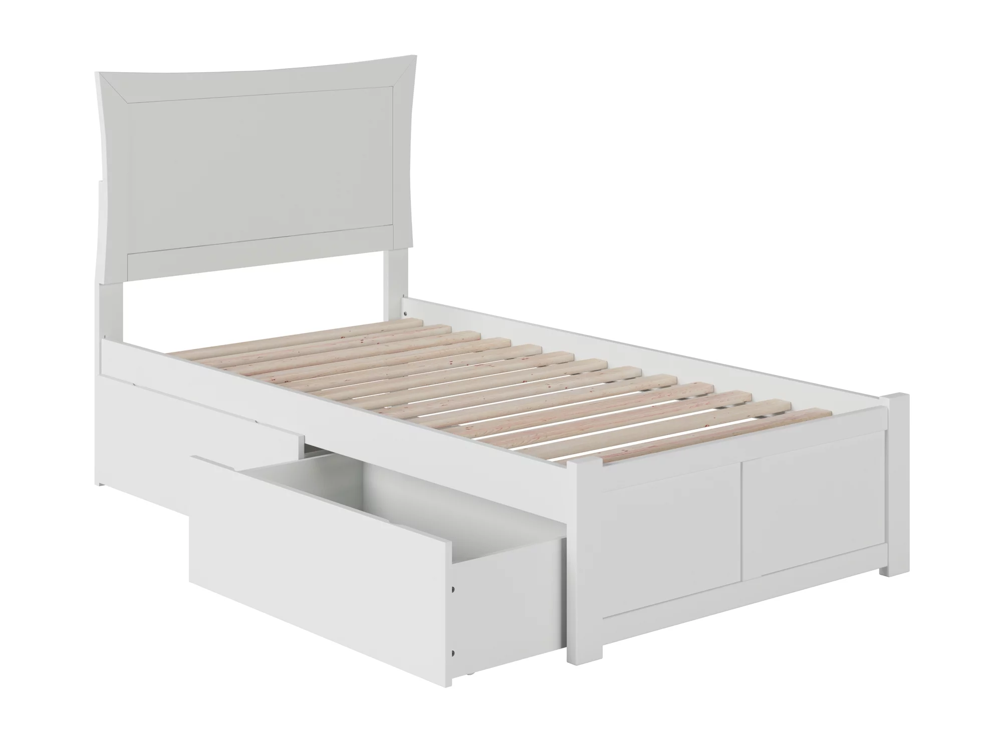 Metro Platform Bed with Flat Panel Foot Board and 2 Urban Bed Drawers in, Multiple Colors and Sizes
