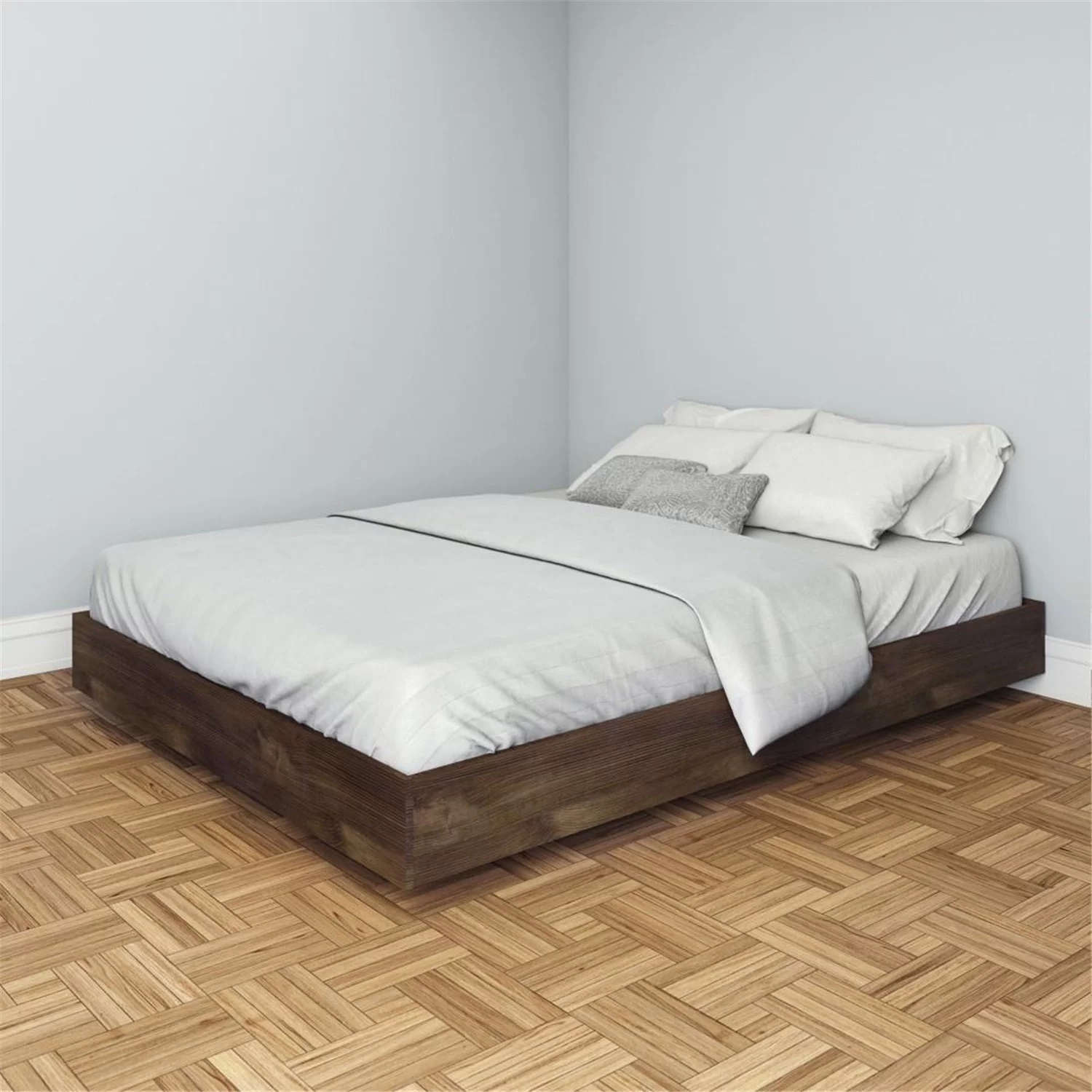 Homestock Timeless Tradition Queen Size Platform Bed 401260, Truffle