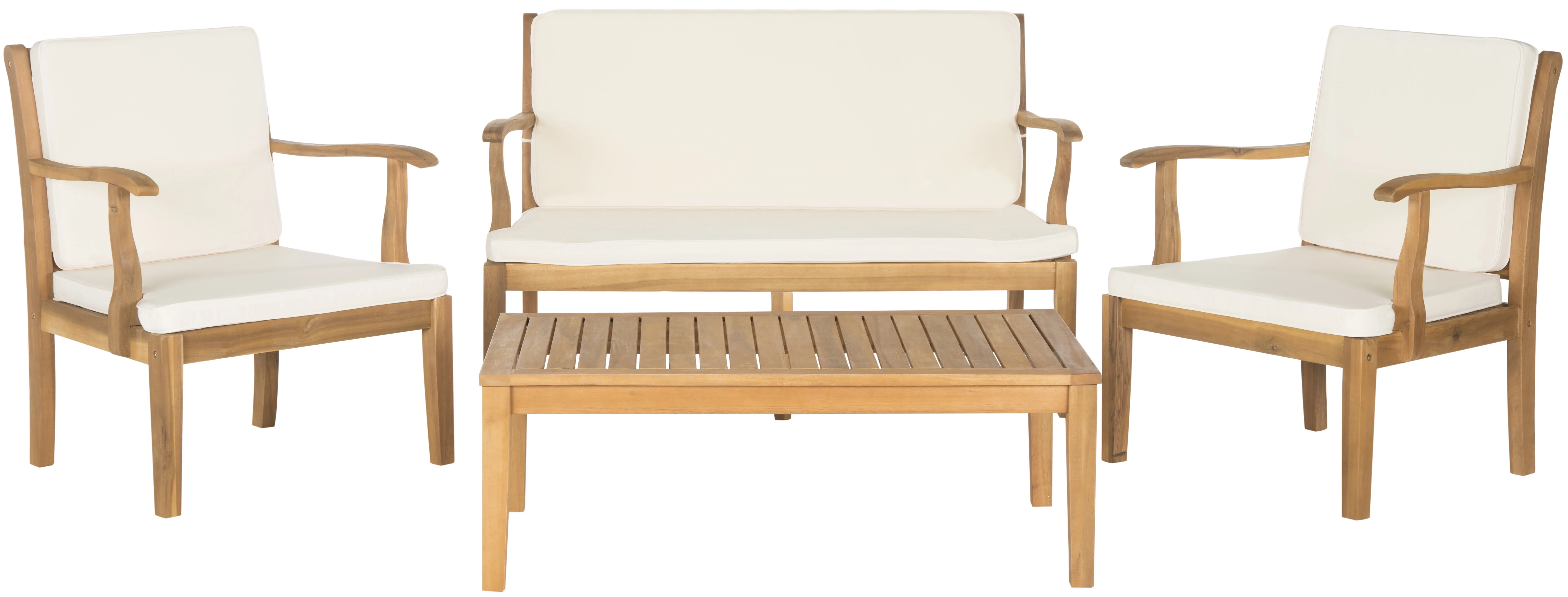 Safavieh Fresno Outdoor Contemporary 4 Piece Living Set with Cushion