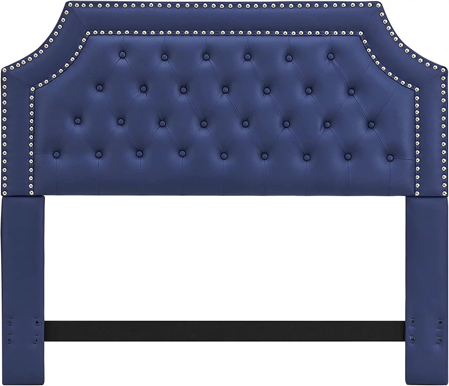 Chic Home Mahlon Headboard PU Leather Upholstered Button Tufted Double Row Silver Nailhead Trim