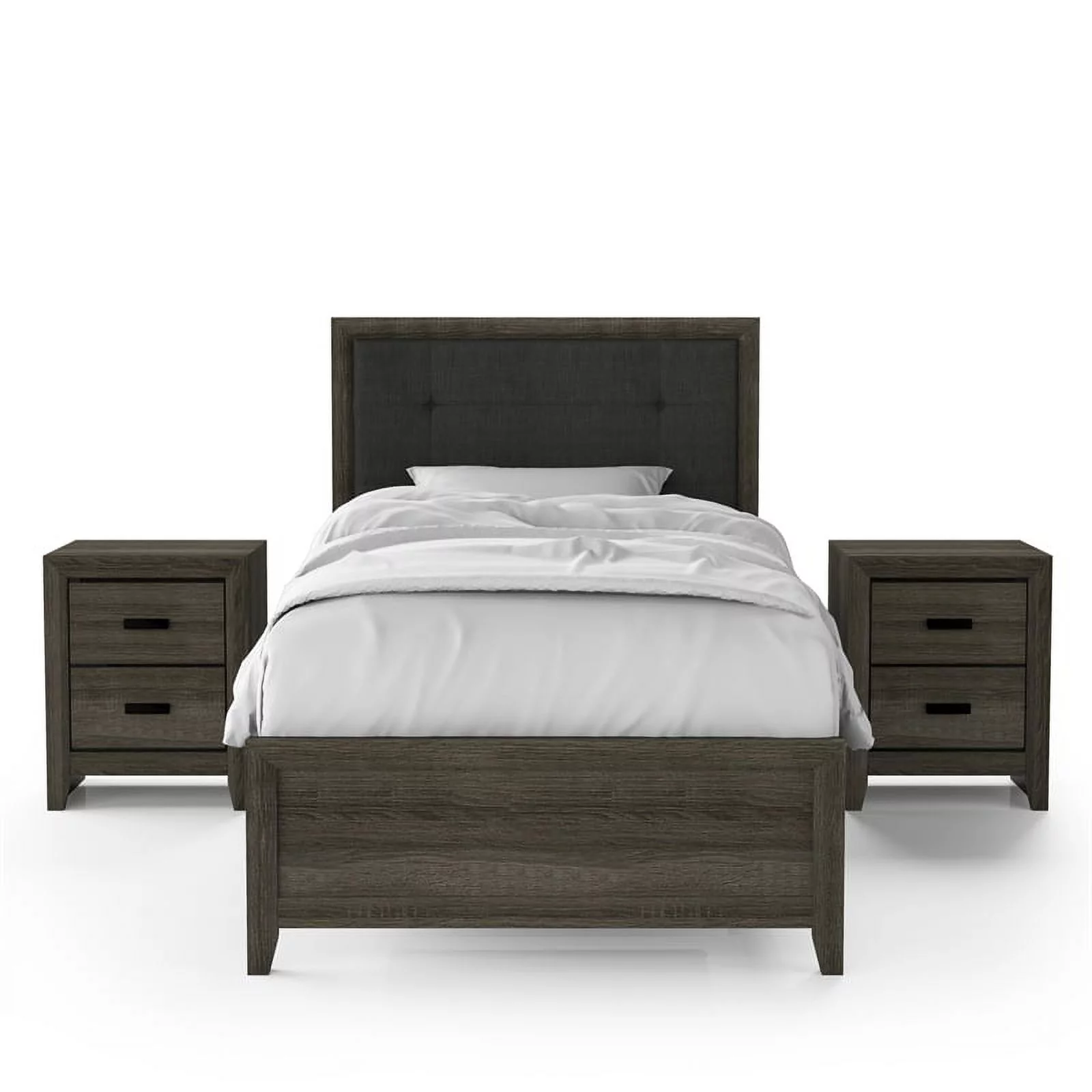 Furniture of America Livorn 3-Piece Gray Wood Bedroom Set - Twin + 2 Nightstands