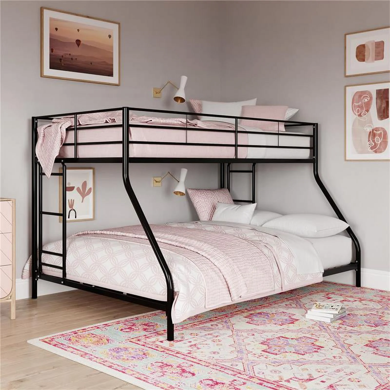 DHP Junior Small Space Twin/Full Bunk Bed for Kids in Black