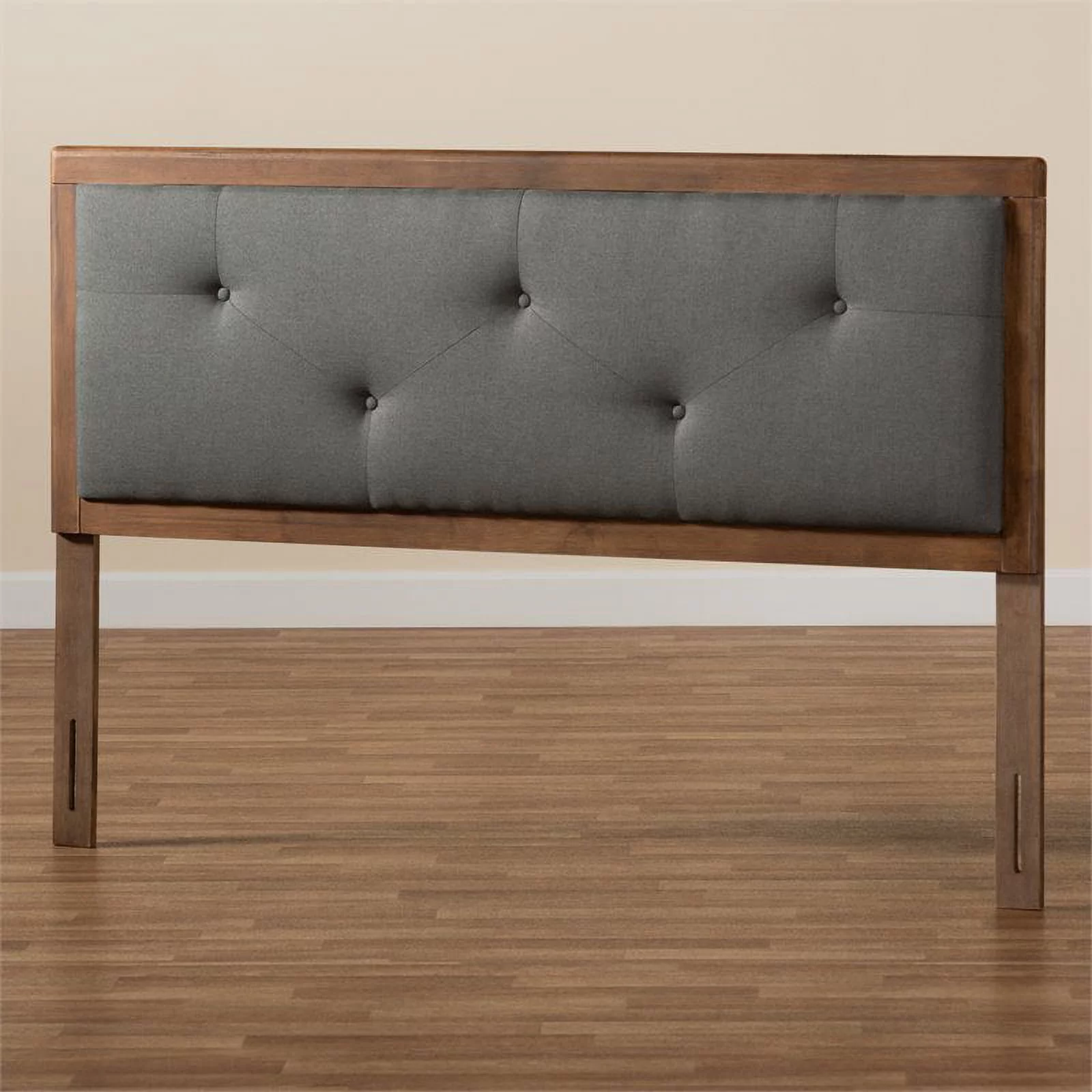 Bowery Hill Transitional Dark Gray and Brown Finished Wood Queen Size Headboard