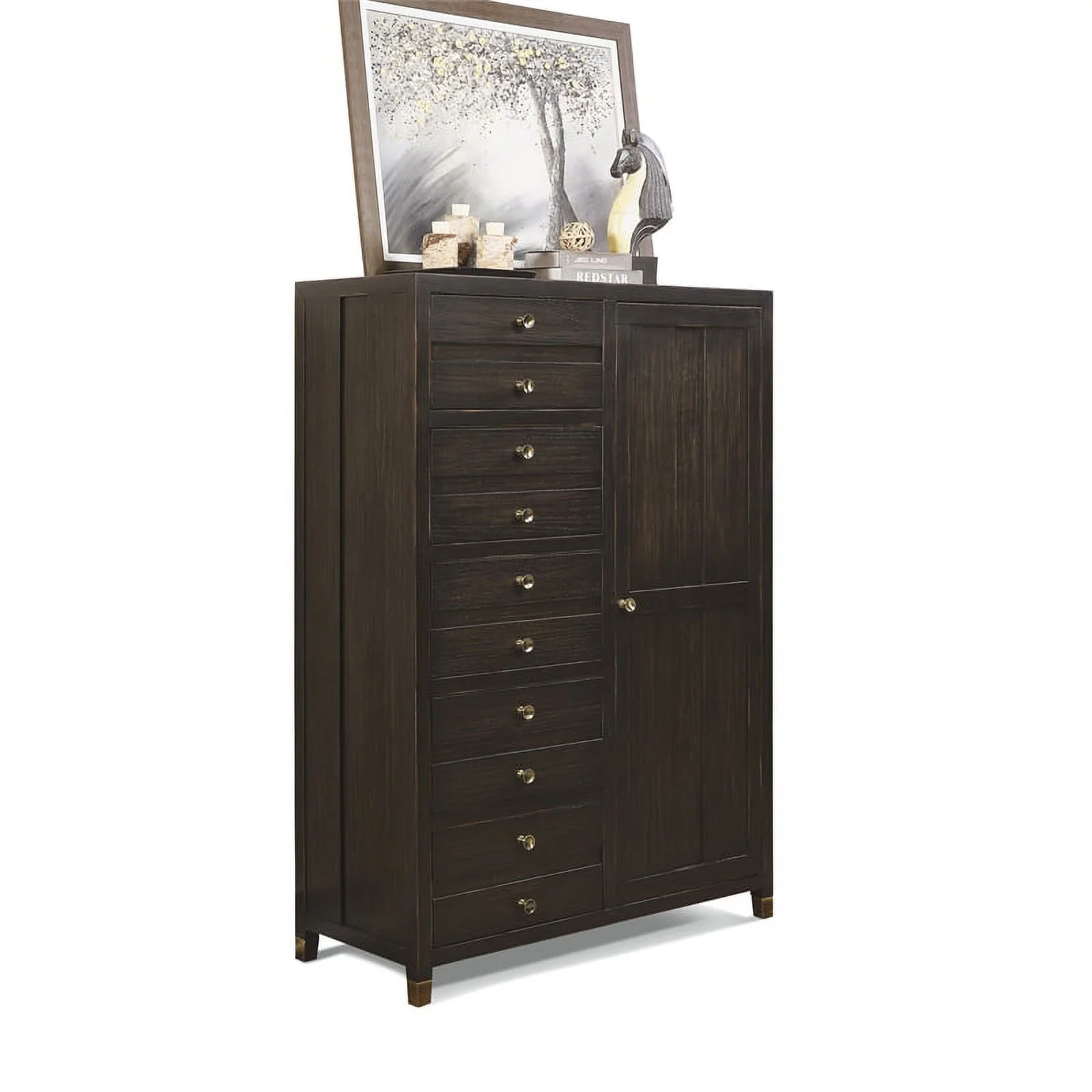 Bowery Hill Mid-Century Gentleman's Chest in Dark Brown Finish