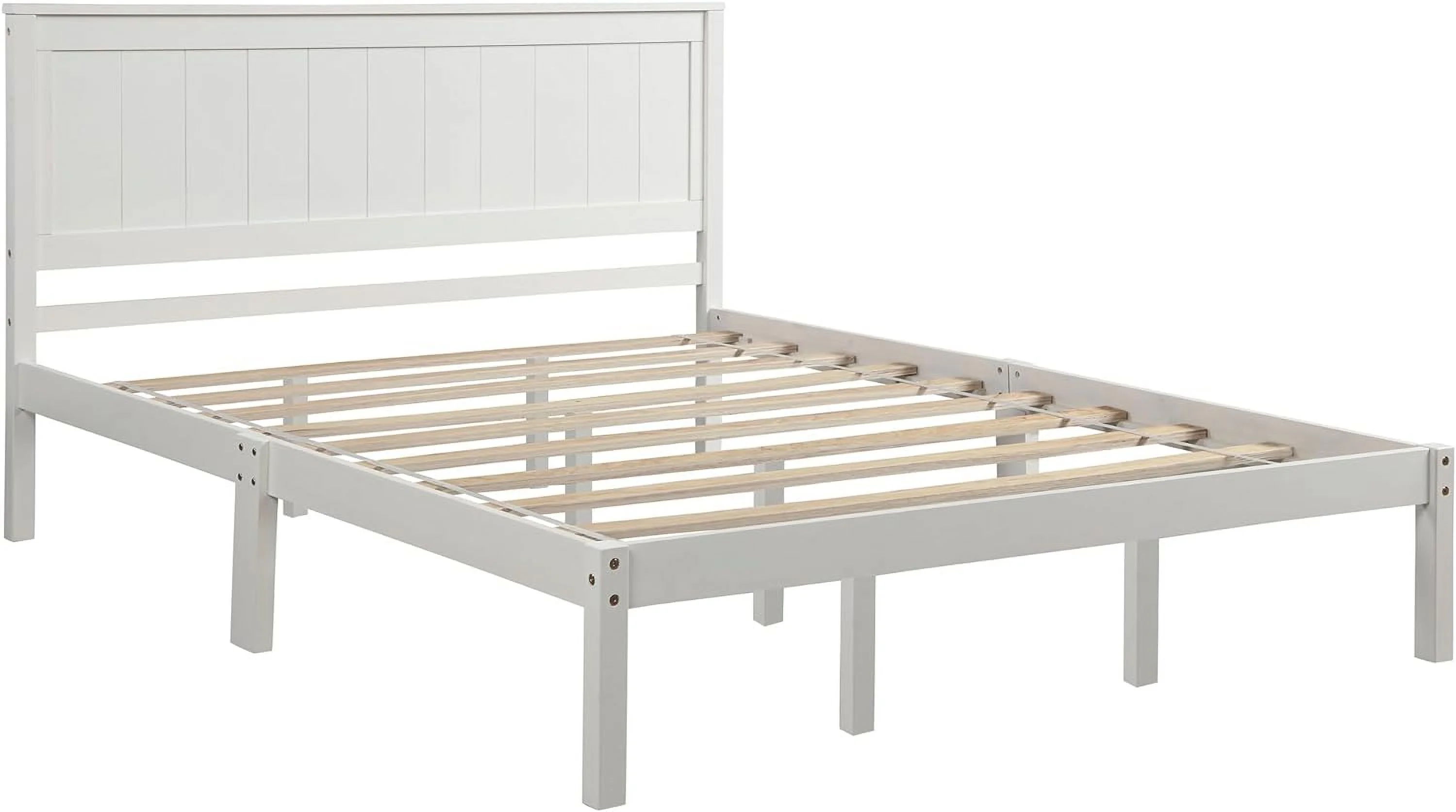 Wood Queen Size Bed Frame with Headboard and Footboard, Queen Size Platform Bed with Wooden Slat Support for Boys, Girls,No Box Spring Needed