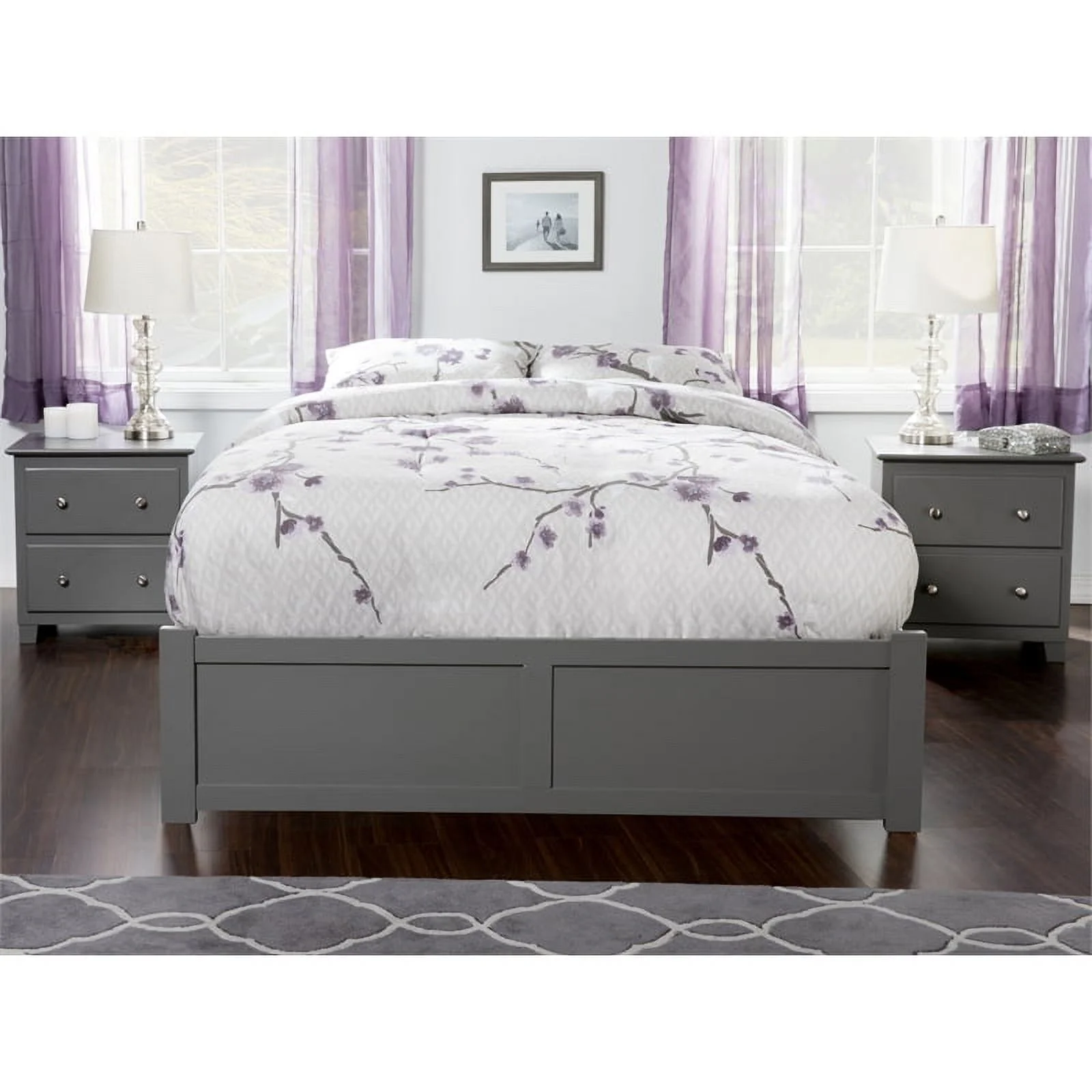 Bowery Hill Traditional Wood Full Mates Bed with Trundle in Gray
