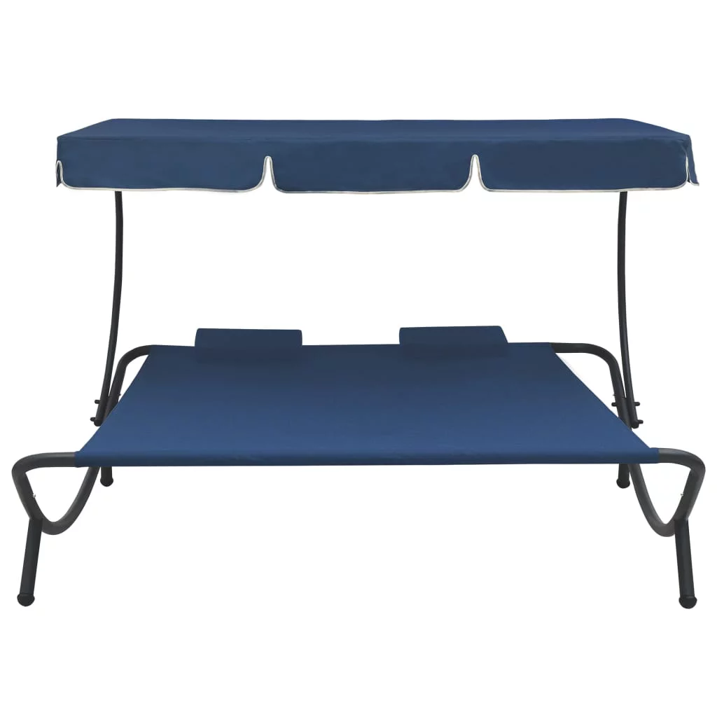 Buyweek Patio Lounge Bed with Canopy and Pillows Blue