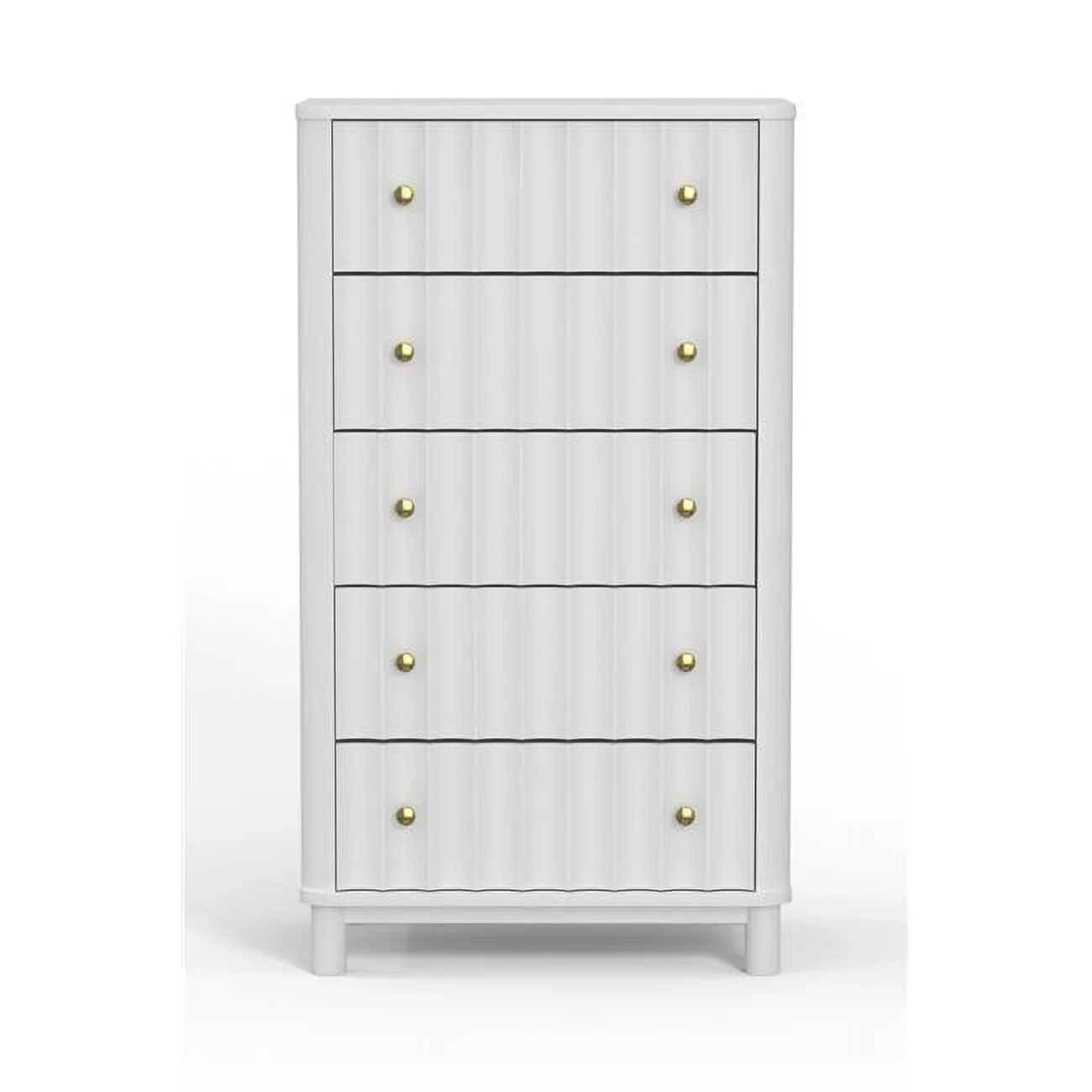 HomeRoots 524134 28 in. White Solid Wood Five Drawer Chest