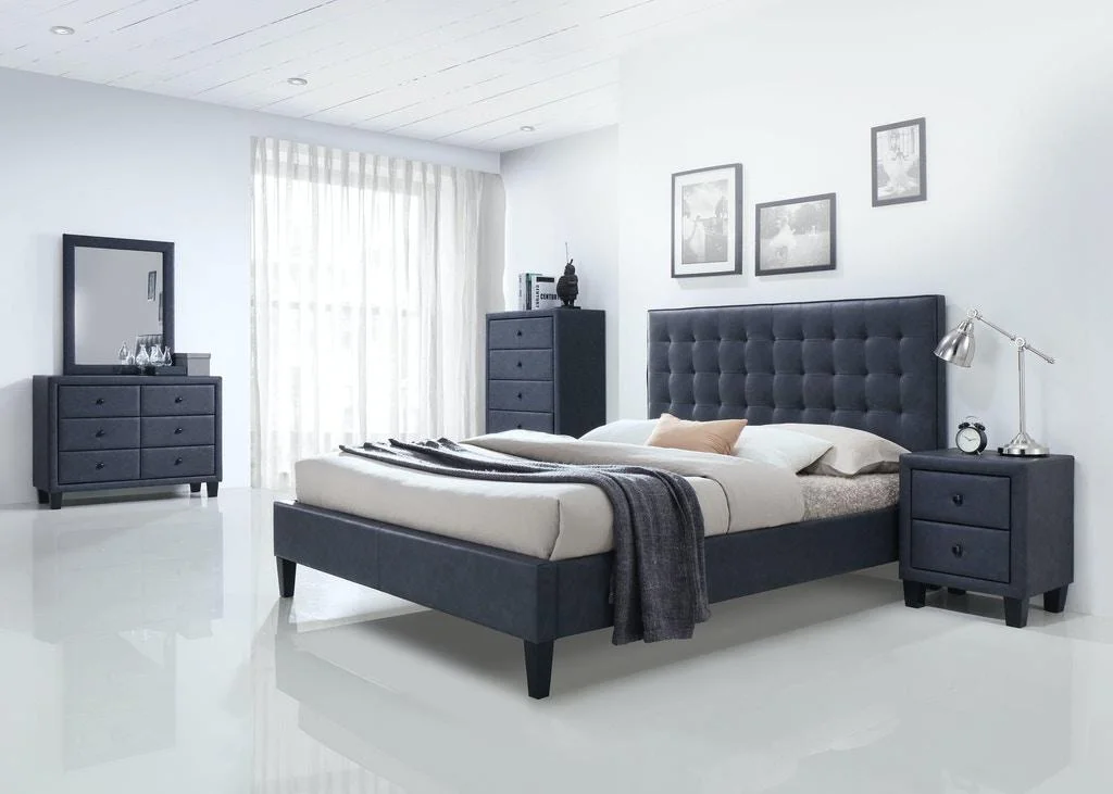 Contemporary Dark Gray King 6pcs Bedroom Set by Acme Saveria 25657EK-6pcs