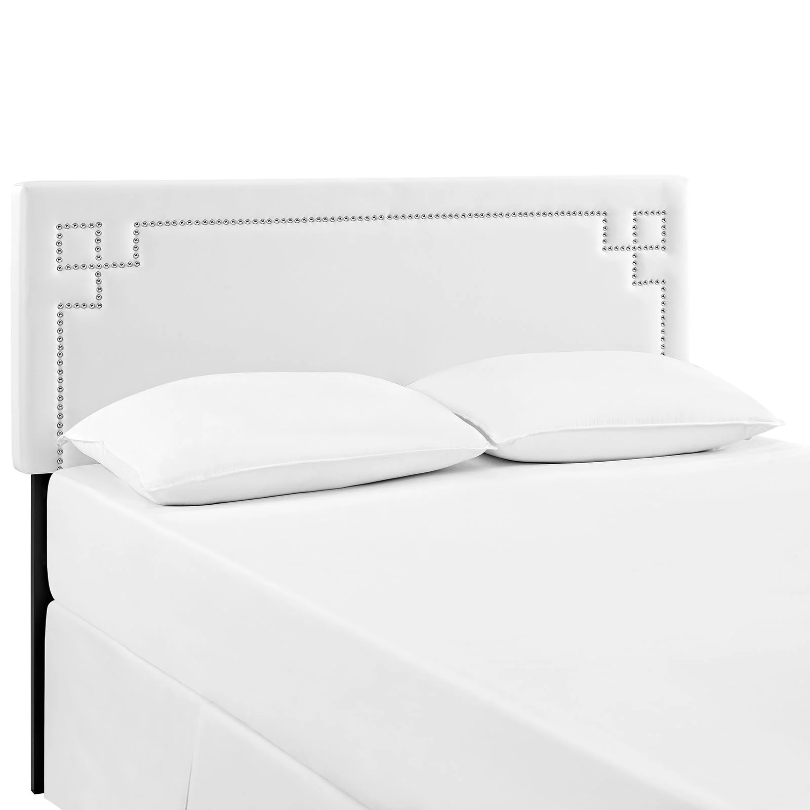 Modern Contemporary Urban Design Bedroom Full Size Headboard, White, Faux Leather