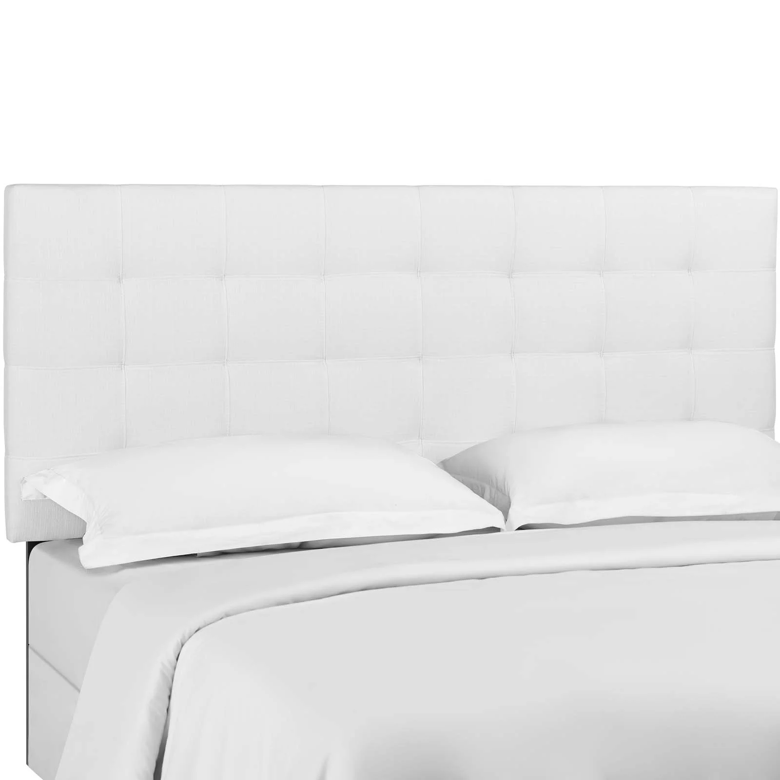 Modway Paisley Tufted Full / Queen Upholstered Linen Fabric Headboard in White
