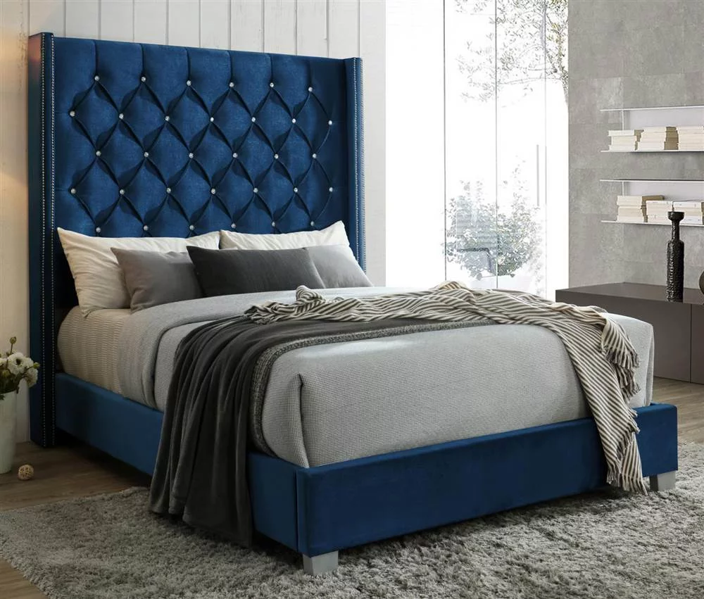 Myco Furniture Juliana Queen Bed, Navy Blue