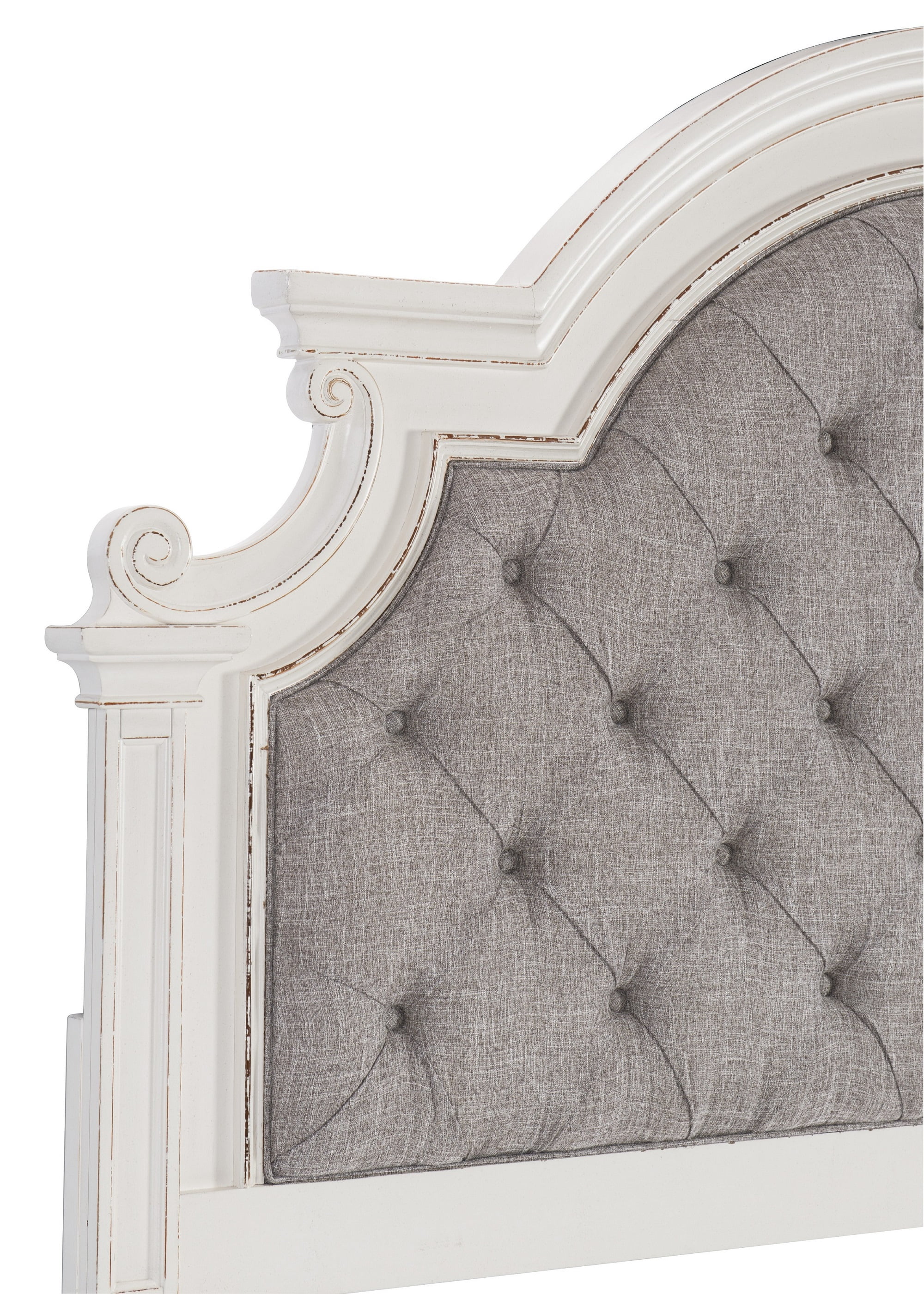 Beautiful White Finish Queen Size Bed 1pc Button-Tufted Headboard Wooden Bedroom Furniture