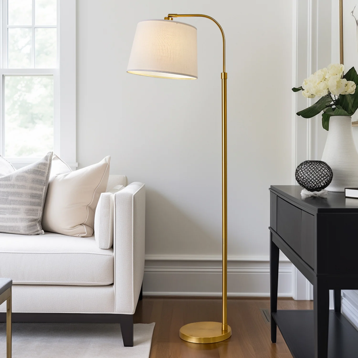 Oneach Arc Gold Mid-Century Floor Lamp for Living Room Bedroom Modern Metal Standing Lamp for Office Home 62.5