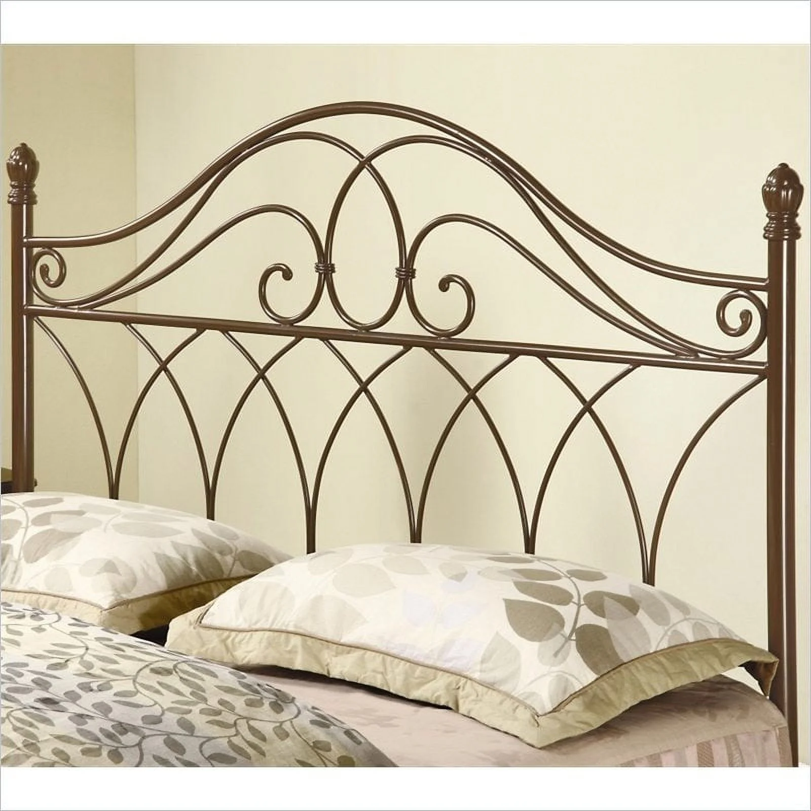 Bowery Hill Traditional Metal Full Queen Headboard in Rich Brown