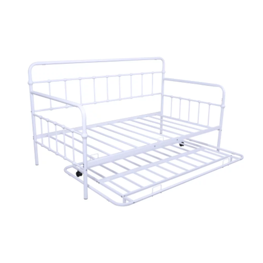 Metal Frame Daybed with trundle White + Metal