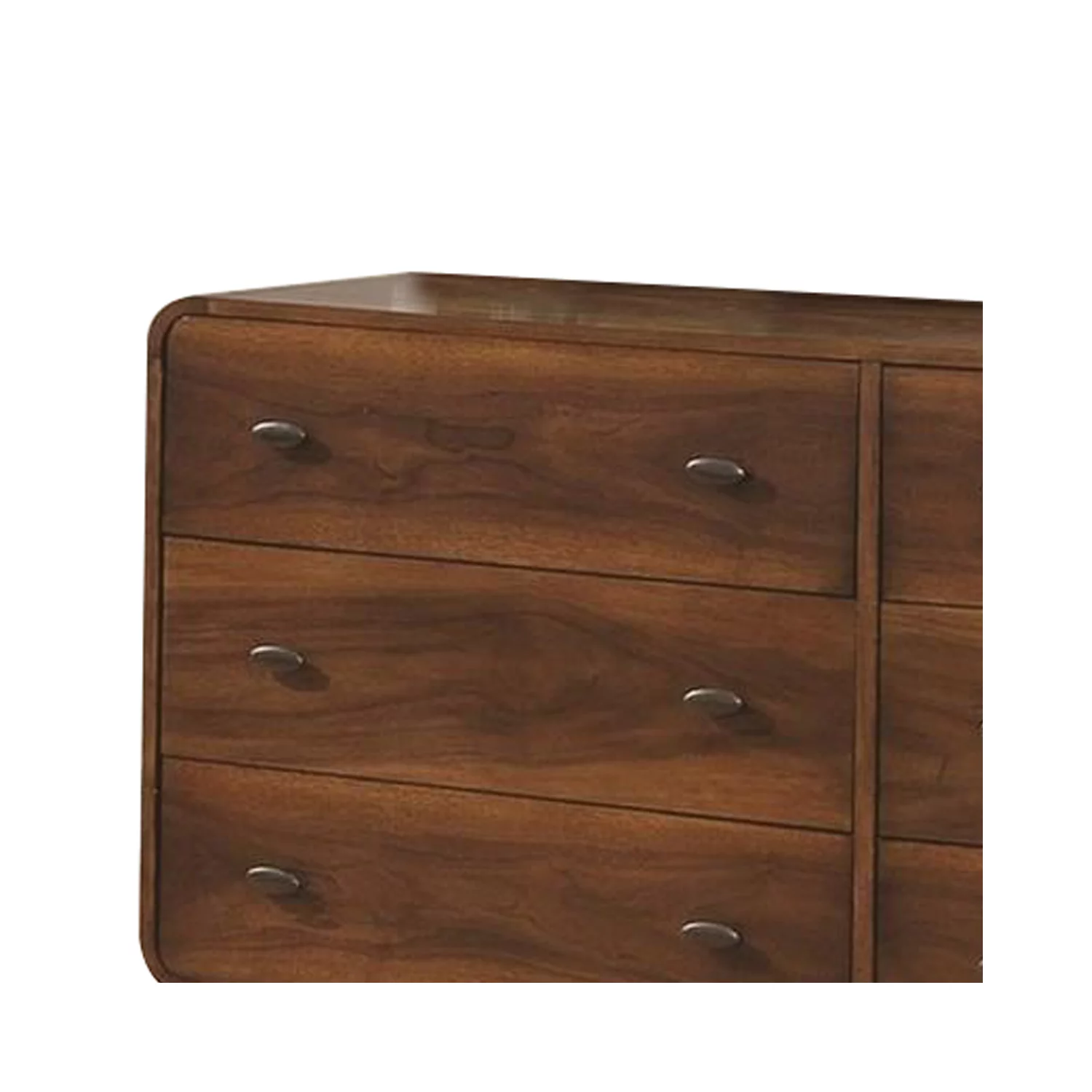 Benzara Wooden Dresser with 6 Drawers, Dark Walnut Brown