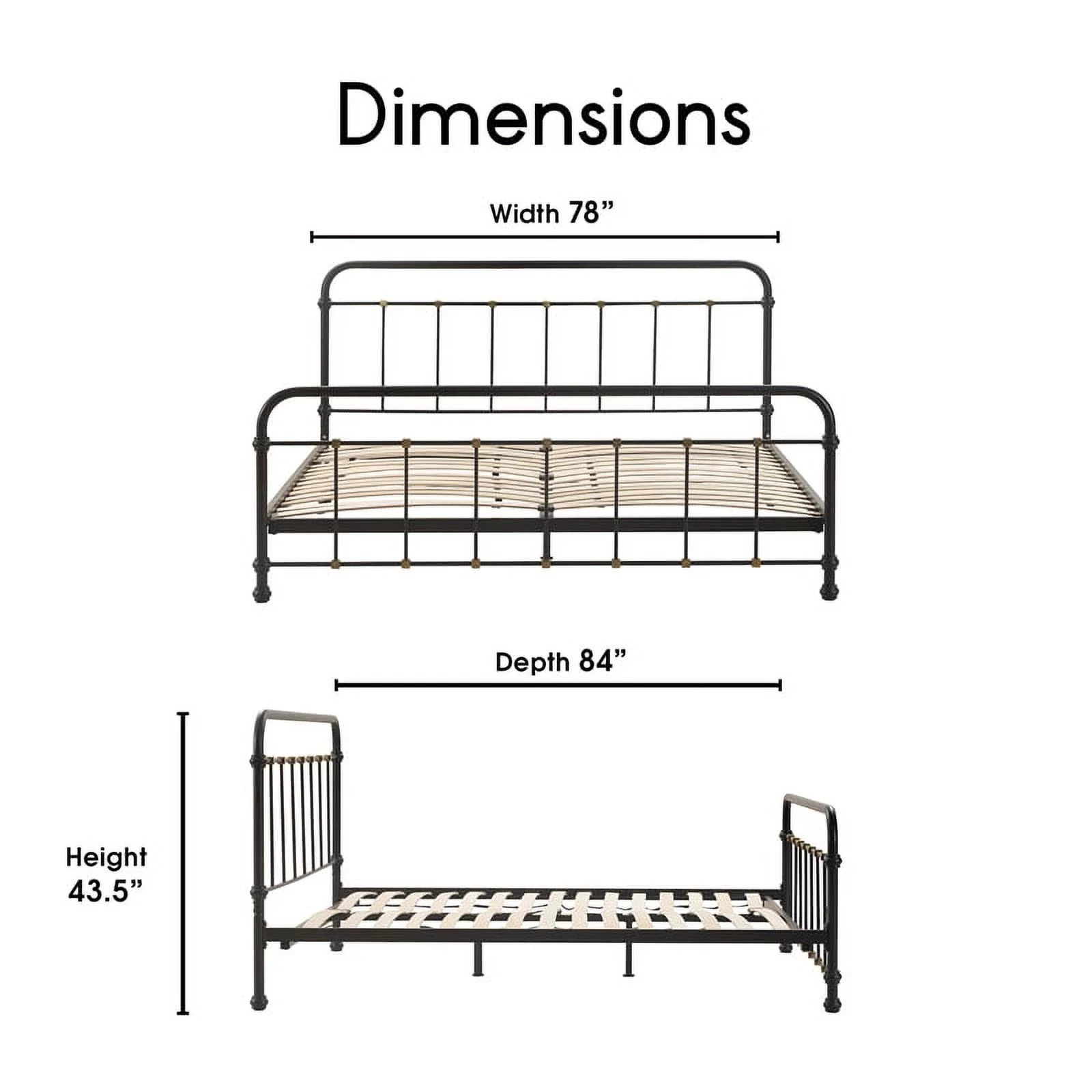 Elle Decor Renaud Parisian Metal King Bed Frame in Black