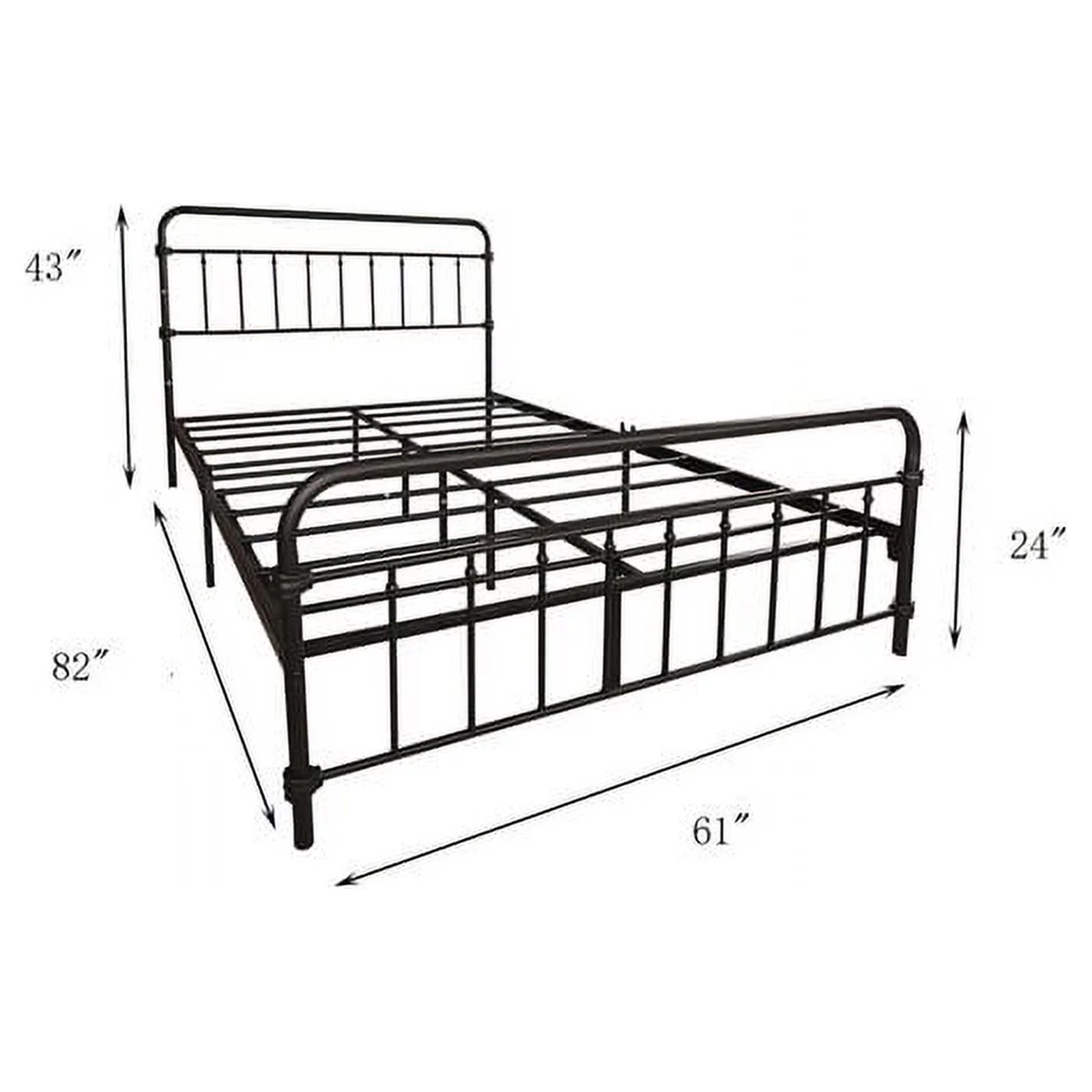 Tslinn Metal Queen Bed Frame with Headboard and Footboard,Black Color,Classic Style