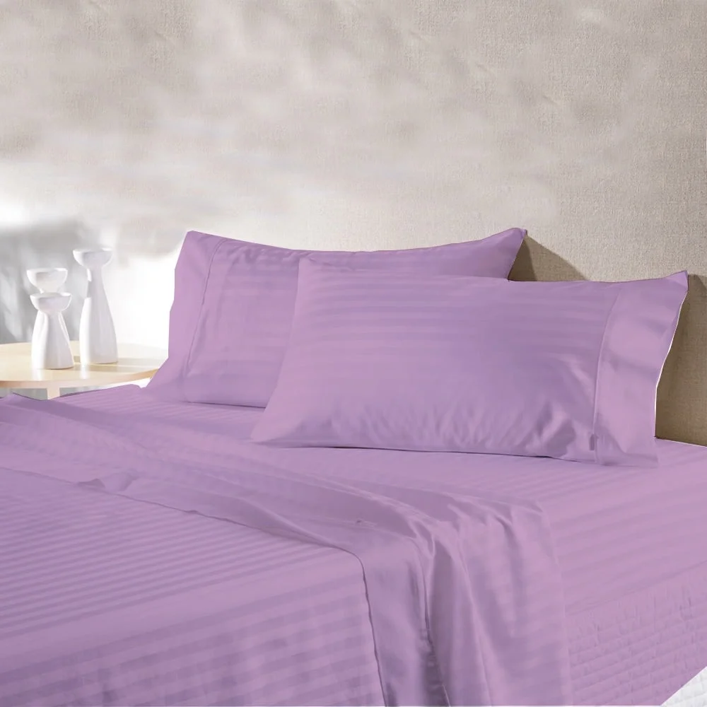 BedDecor 400 TC 100% Egyptian Cotton 4PC Sheet Set, 1PC Fitted Sheet, 1Flat Sheet and 2 Pillow Covers Lilac California King Size 21