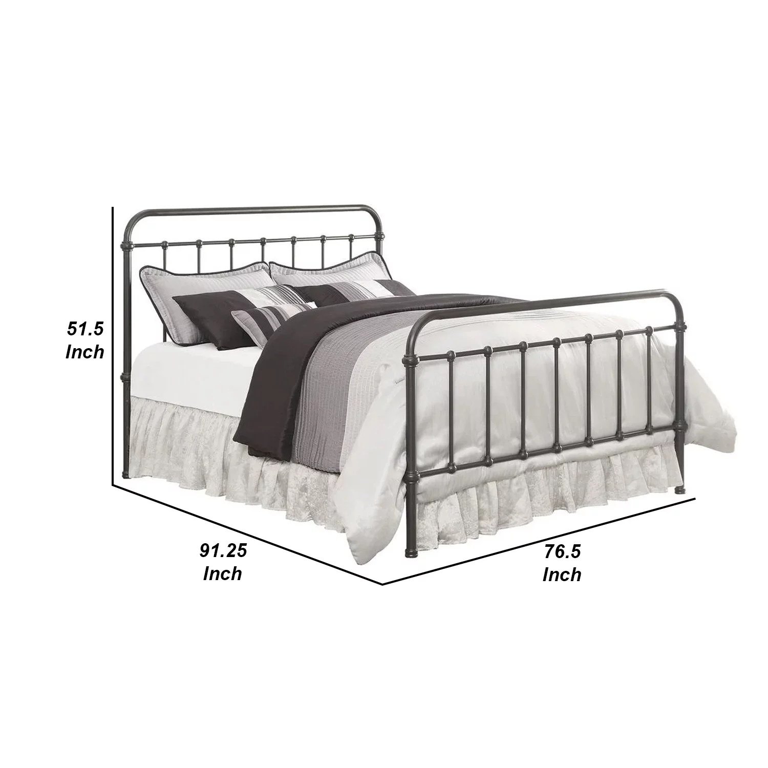 Benzara Metallic California King Size Bed, Dark Bronze
