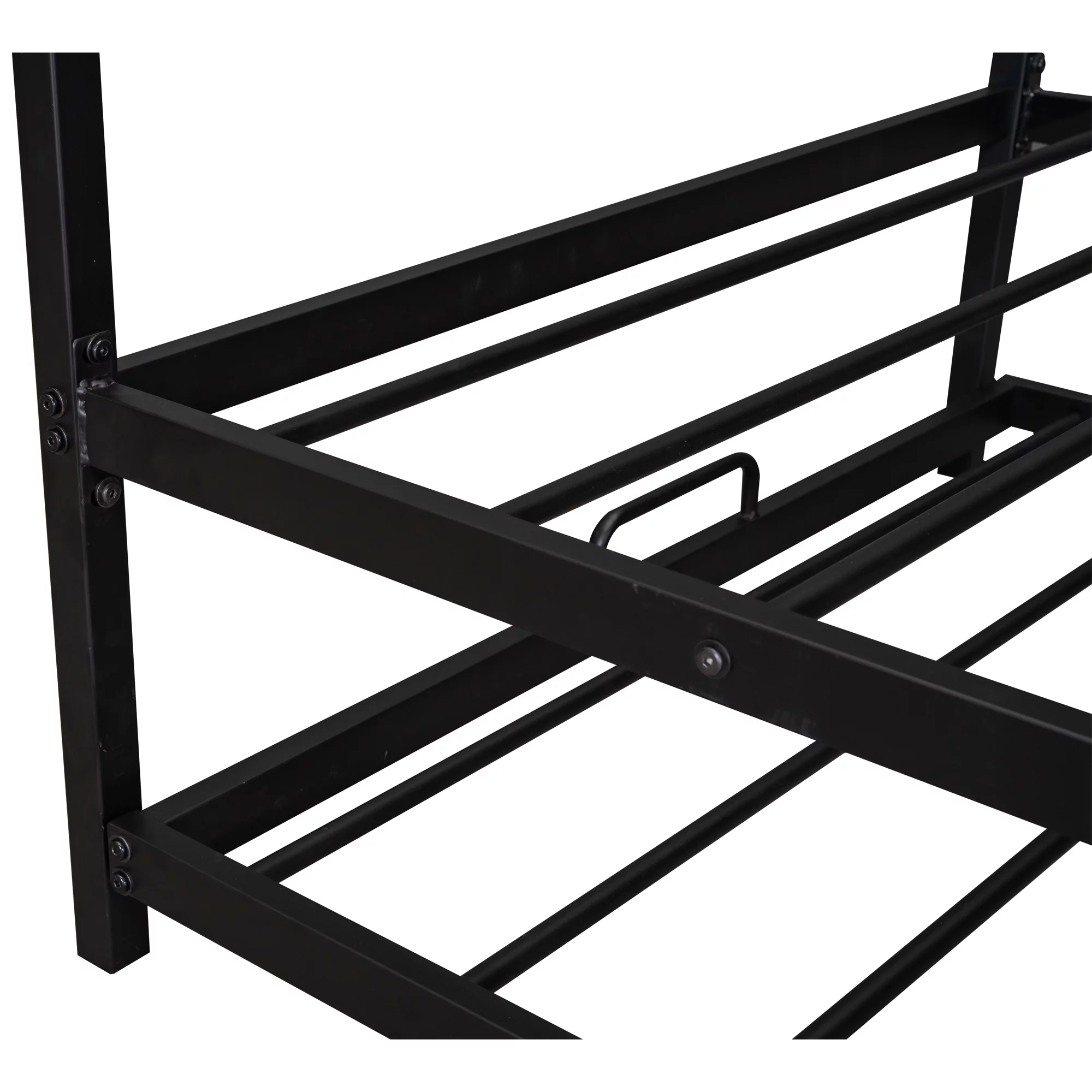 LANTRO JS Metal House Bed With Trundle, Twin Size House Bed Black