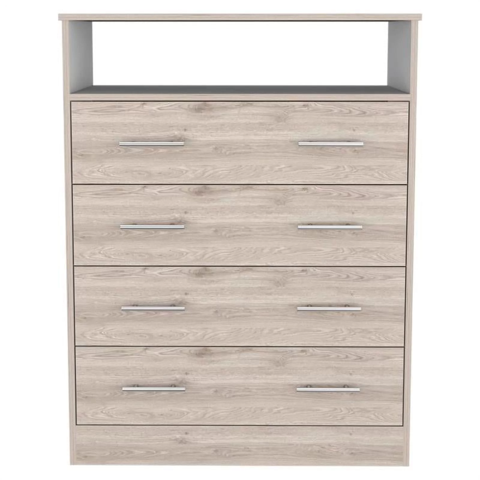 Trent Home Engineered Wood Four Drawer Dresser in Light Grey and White