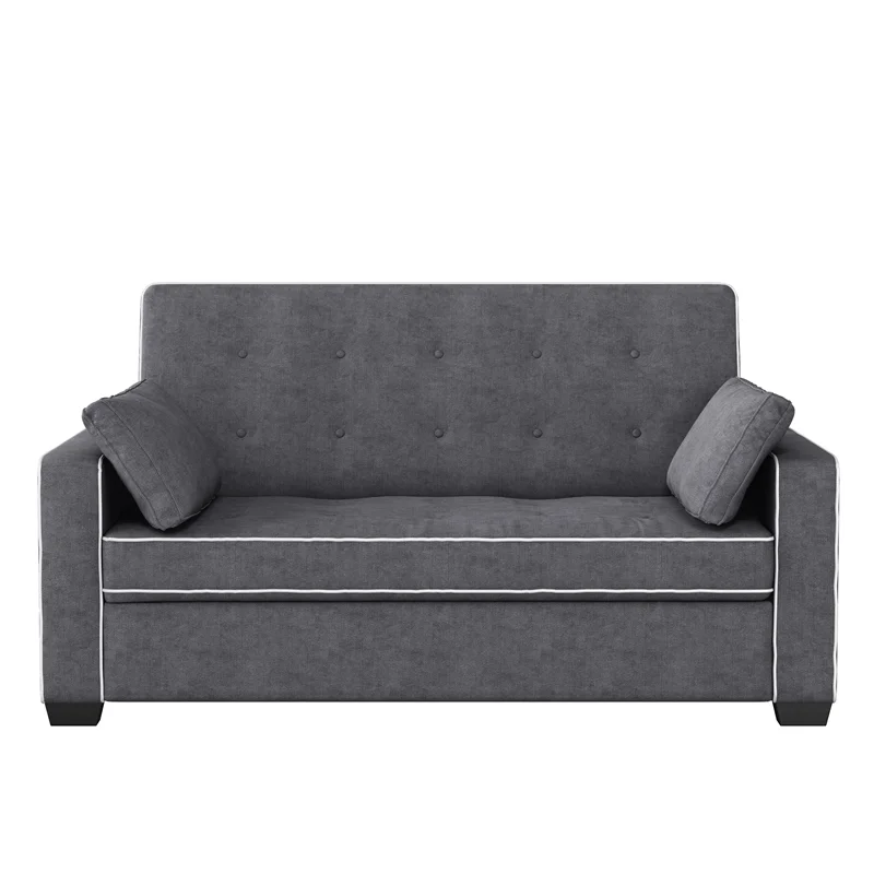 Home Square 2 Piece Convertible Queen Microfiber Sofa Set in Gray