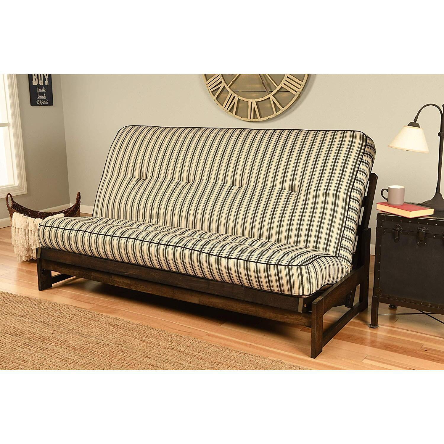 Aspen Futon in Reclaimed Mocha Finish, Multiple Suede Colors