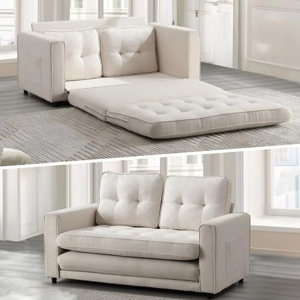 GEROBOOM Loveseat Sleeper  83\u201DL Convertible Sofa Bed Couch for Living Room  Folding Futon Couches for Small Spaces Apartment  Foldable Floor Gaming Sofa Couch with Legs  Back Cushion