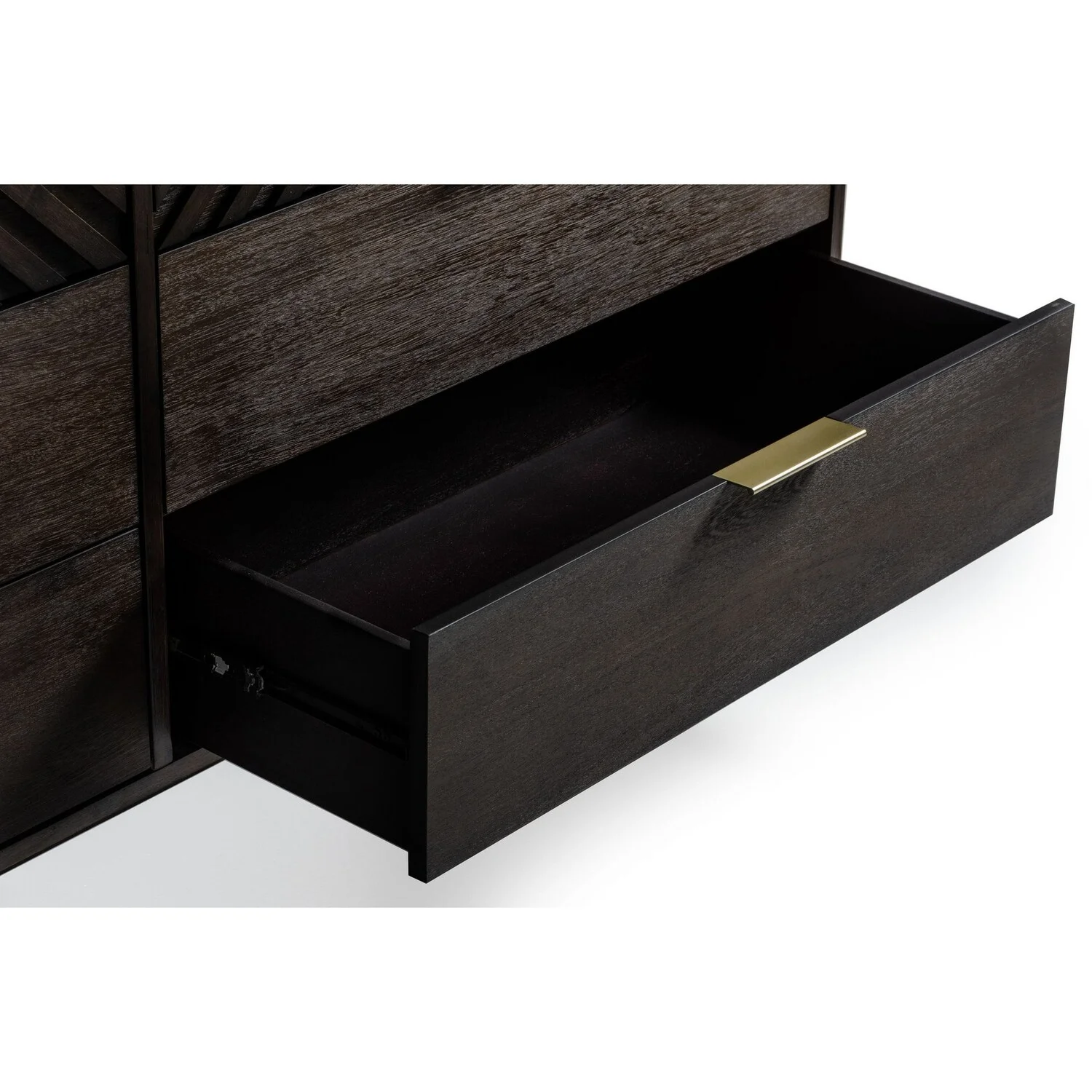 Benjara Cid 65 Inch Wood Console Dresser with 6 Drawers, Classic Brass Handles, Brown