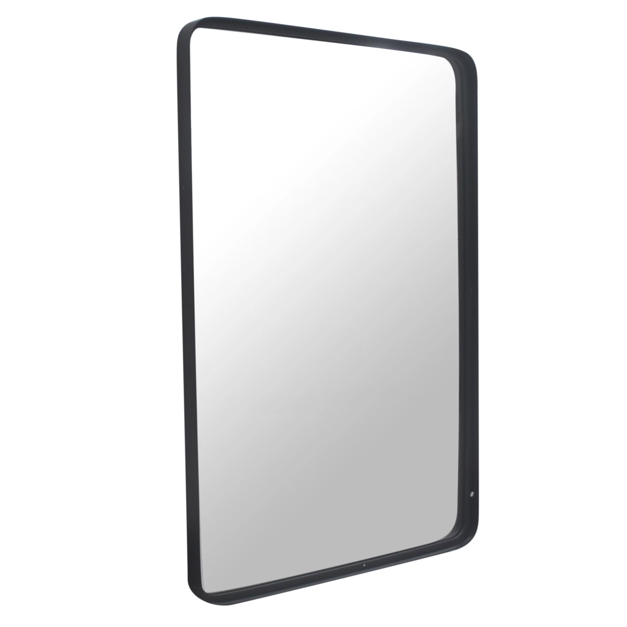 Parisloft 24x36 Inch Black Rectangular Metal Wall Mirror with Rounded Corner, Contemporary Vanity Mirror for Bedroom or Living Room,Horizontal/Vertical