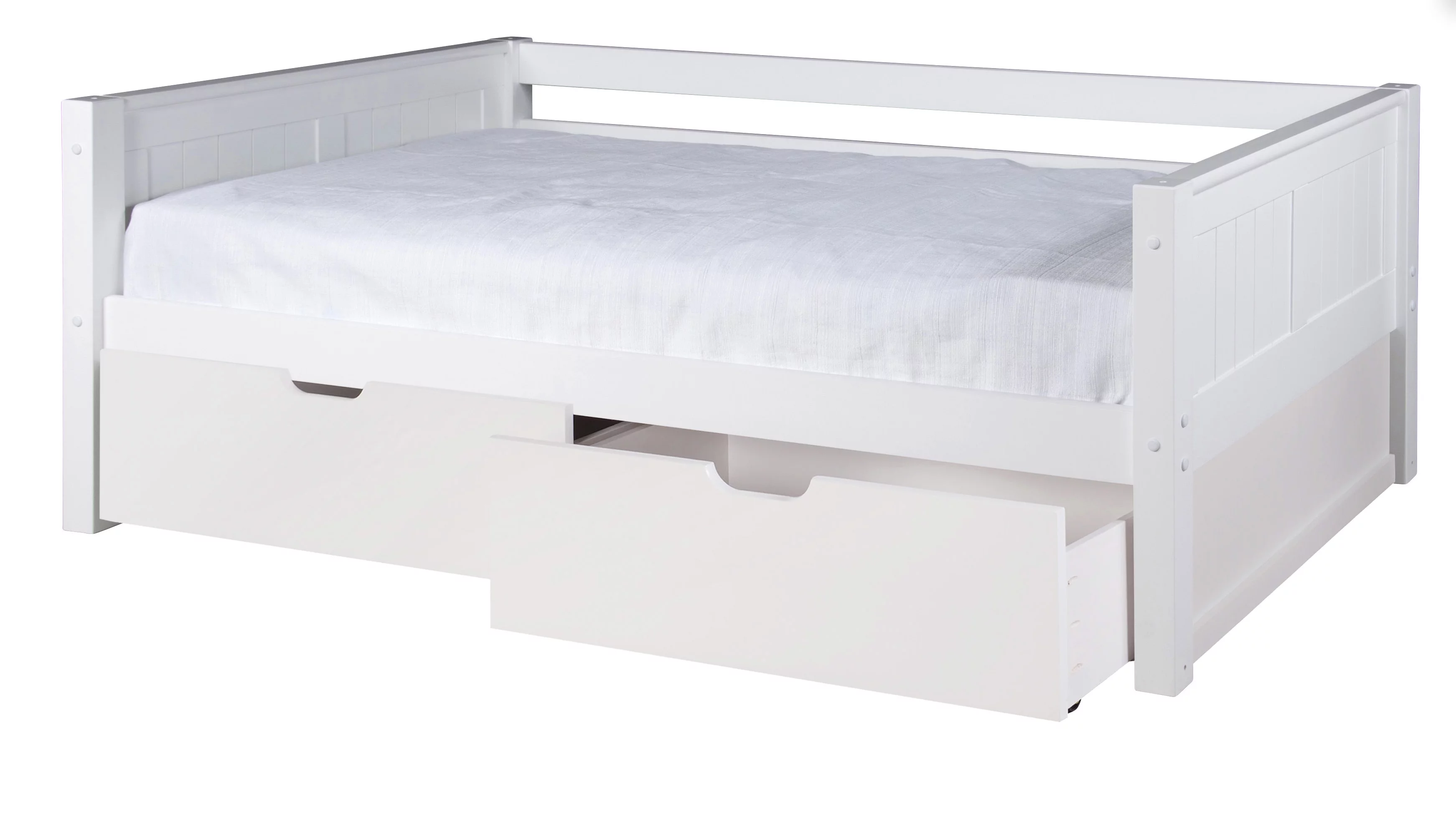 Camaflexi Twin Size Day Bed with Drawers - Panel Headboard - White Finish