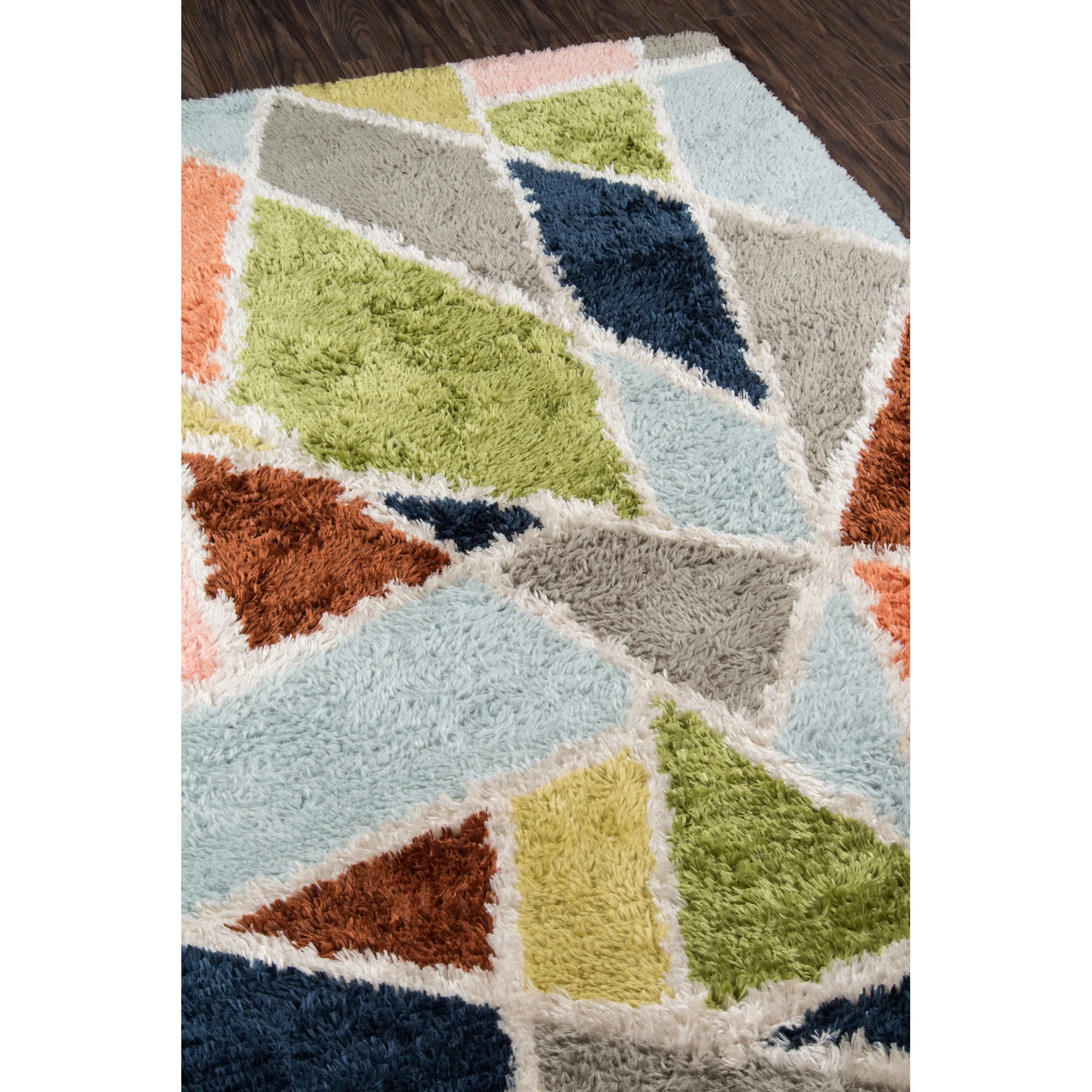 Momeni Geometric Geometric Modern Area Rugs, Green/Gray,66.0