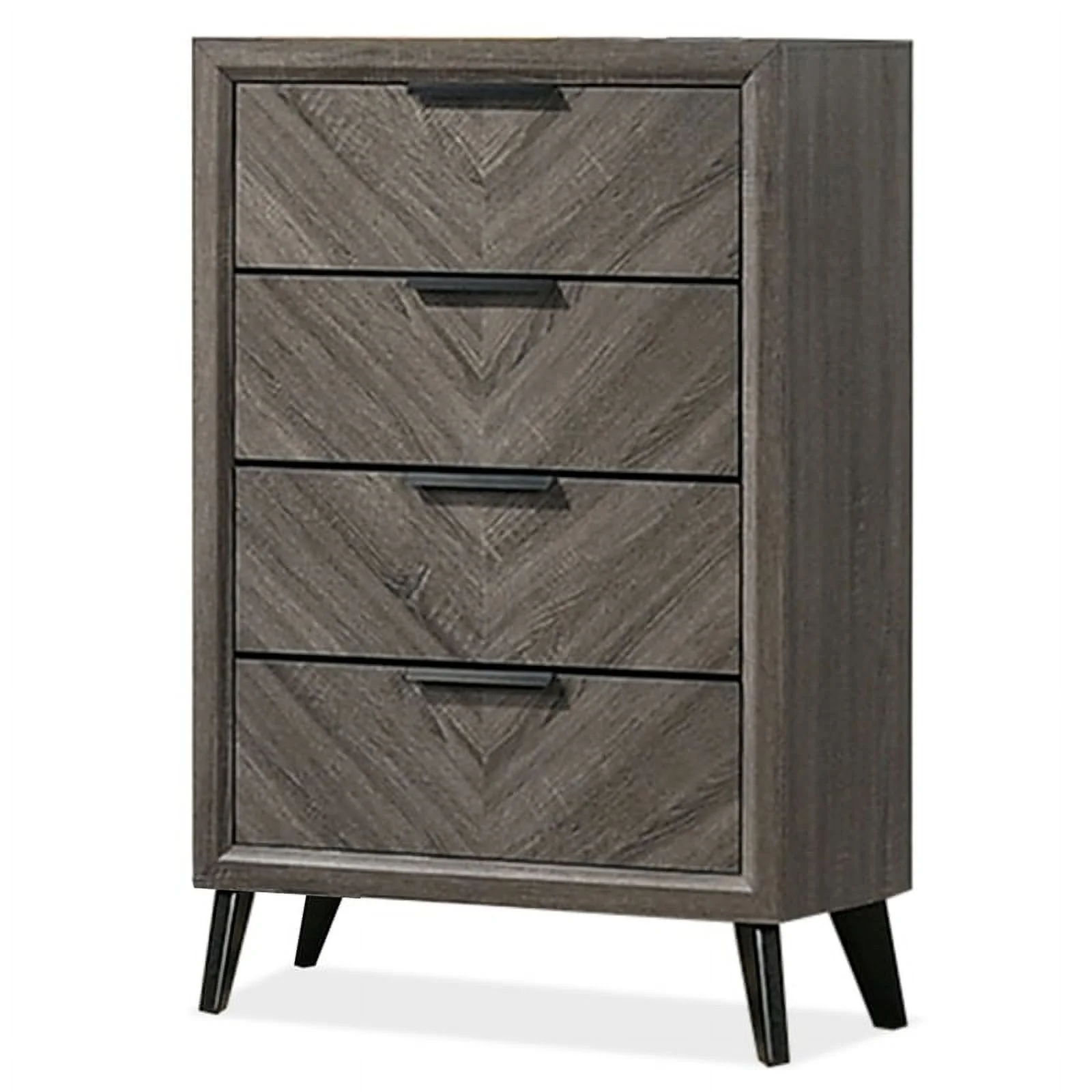 Bowery Hill Modern Wood 4-Drawer Chest with Angled Legs in Gray
