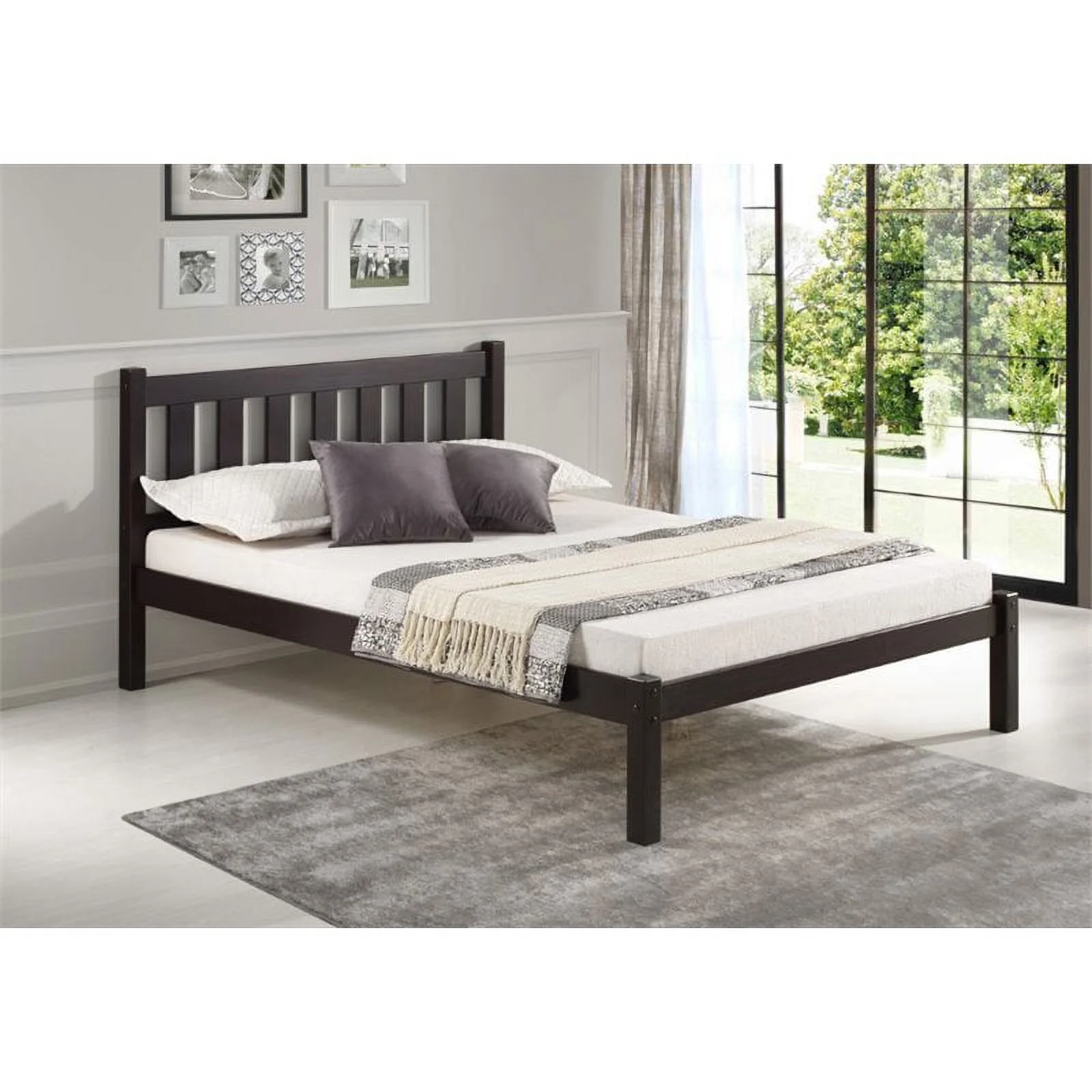 Rosebery Kids Full Wood Platform Bed in Espresso